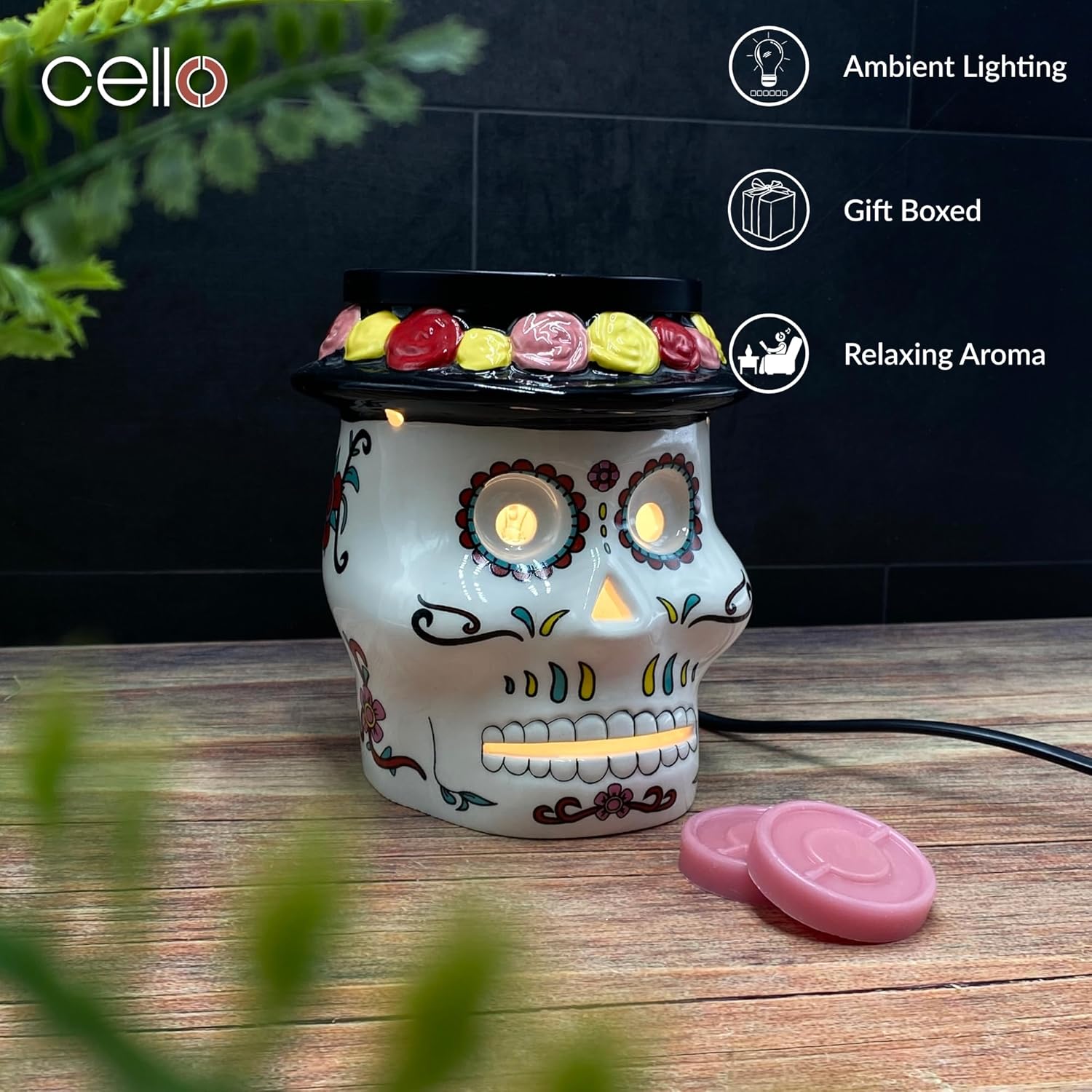 Thumbnail 2 de Cello Sugar Skull Electric Melt Burner for Wax & Oil (flame-free home fragrance lamp)