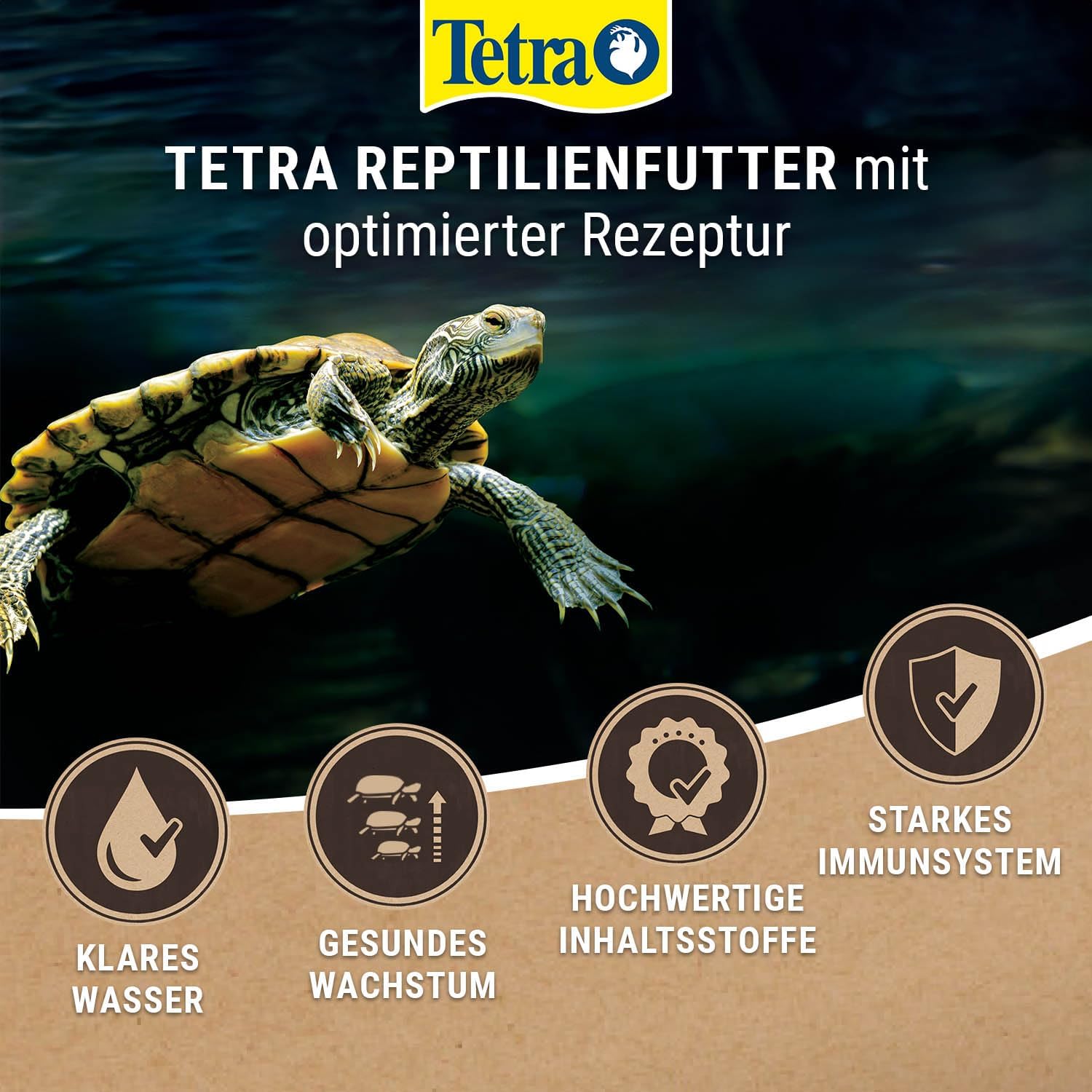 Detalle de Tetra ReptoMin Menu Schildkröten-Futter 3in1 – abwechslungsreiches Futter für Wasserschildkröten, 250 ml Dose
