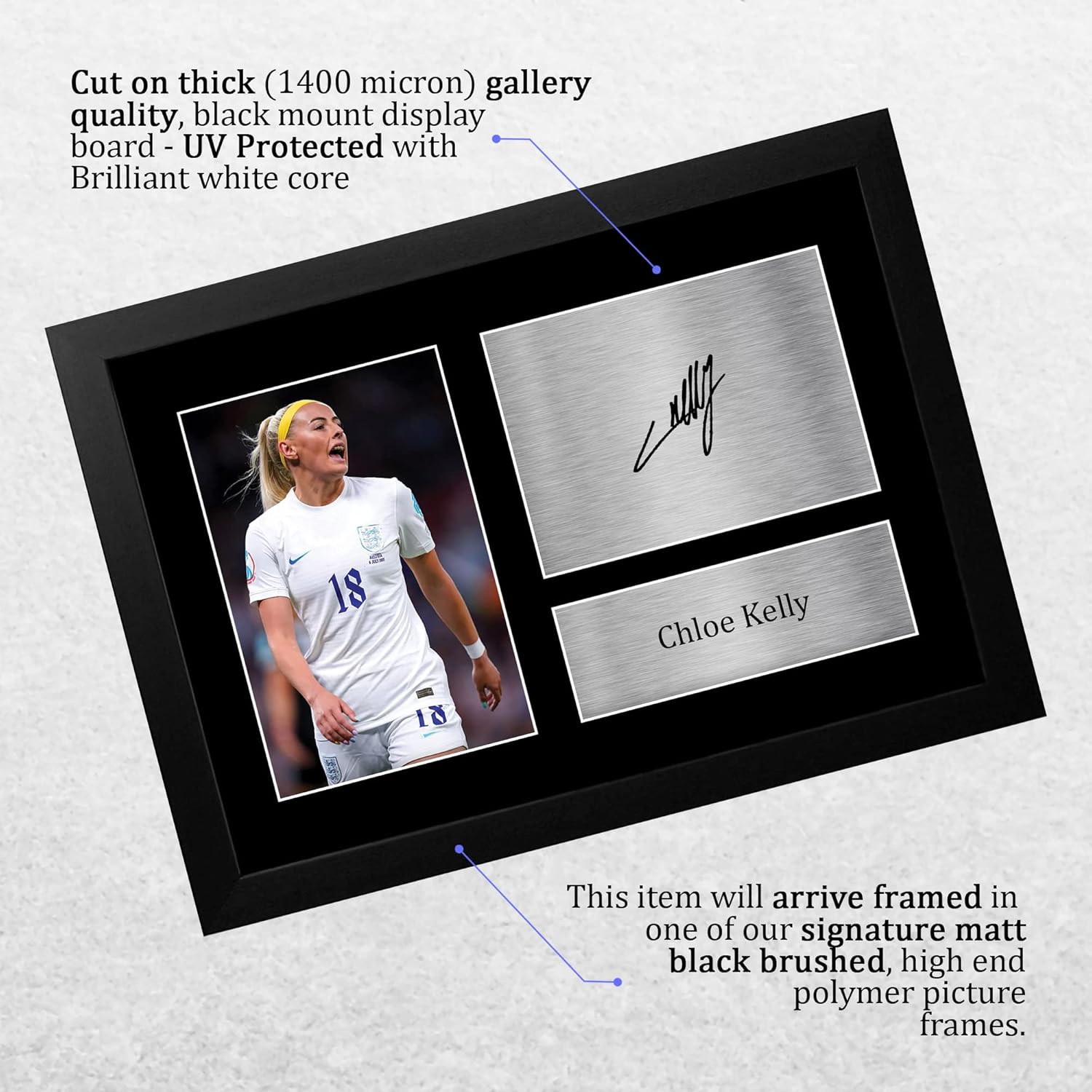 Thumbnail 2 de HWC Trading A4 Framed Chloe Kelly Women’s England Signed Autograph Picture (330x245mm)