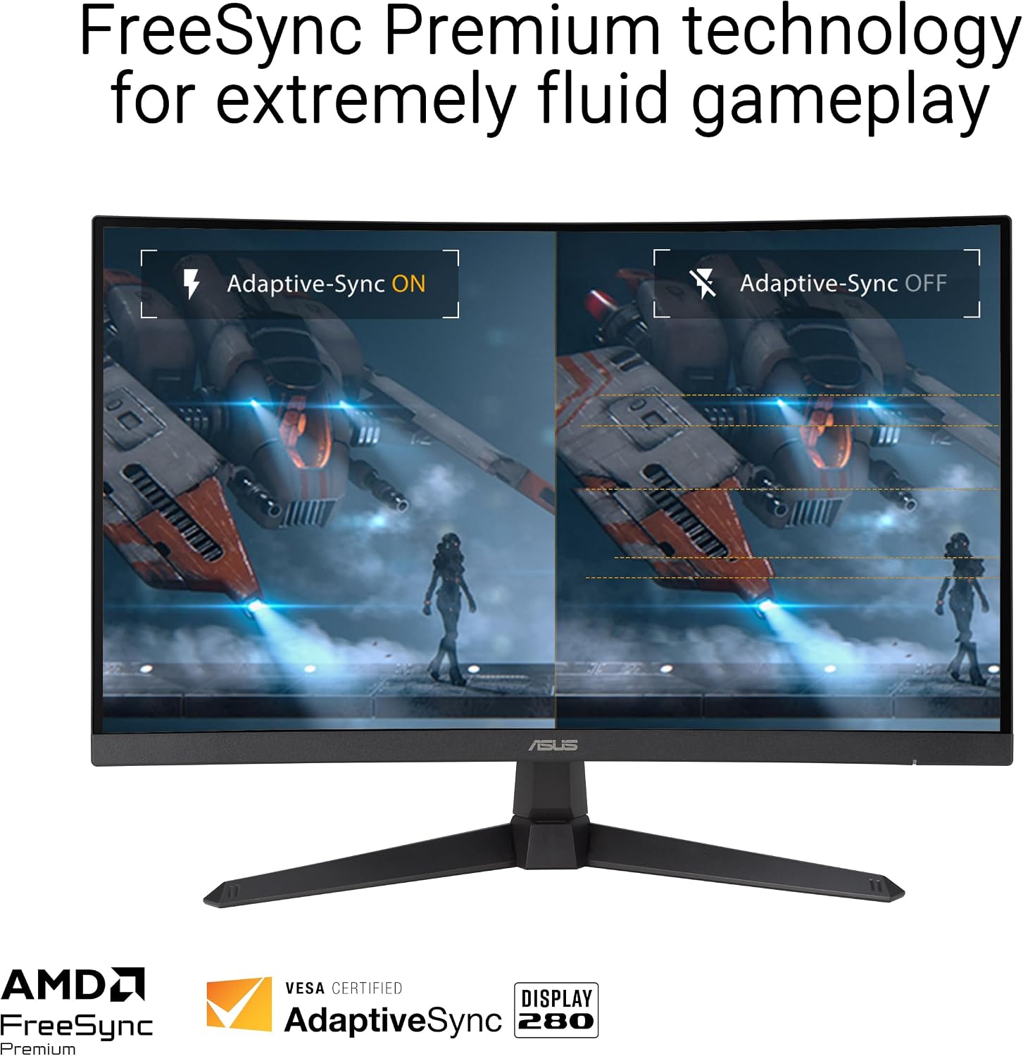 Detalle 2 de ASUS TUF Gaming 27” 1080P Curved Monitor (VG27VQM1B) — 280Hz Fast, FreeSync Premium, 1500R Curvature