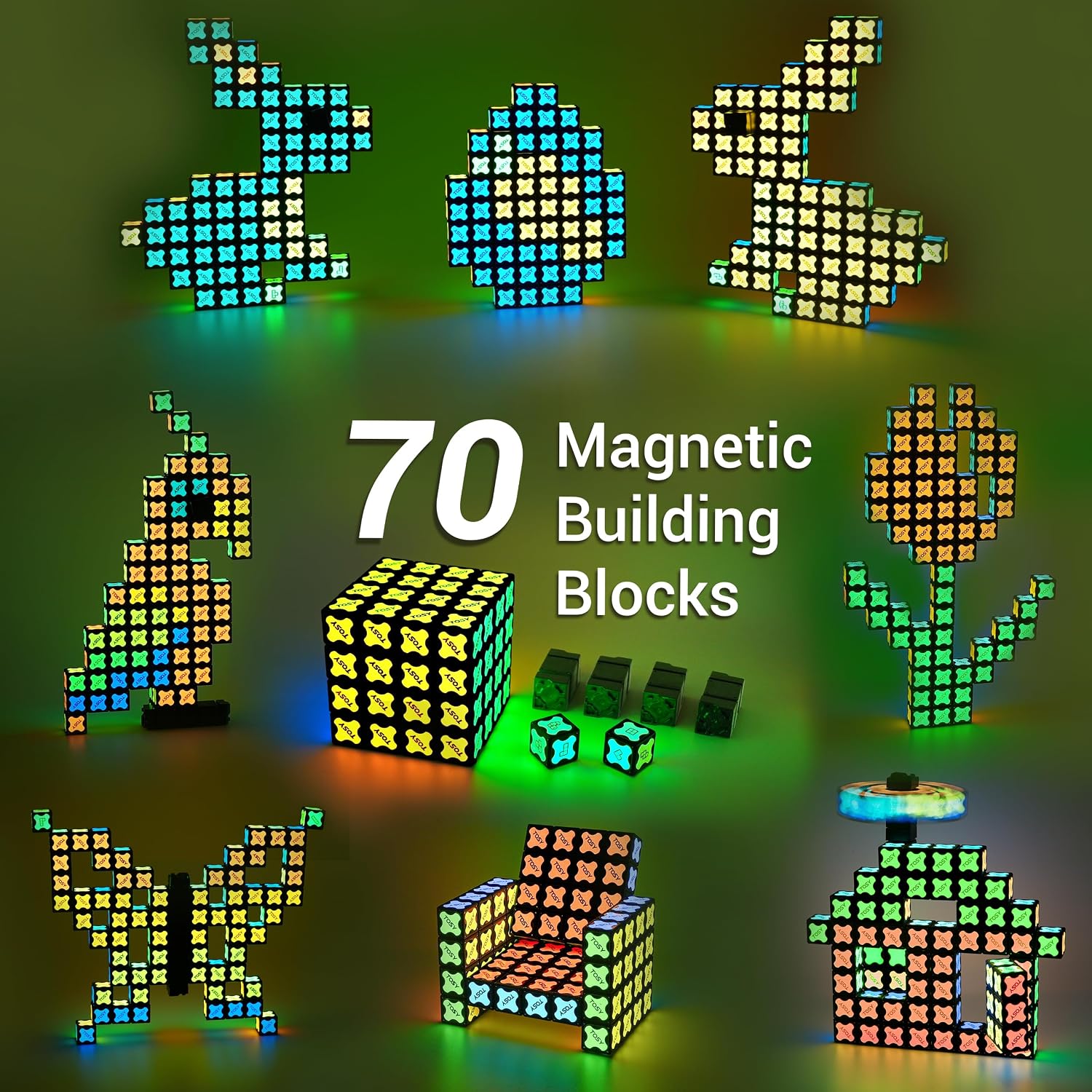 Detalle de TOSY Magnet Cube 4x4 – 560 Magnete, 70 Bausteine, 8-in-1: Puzzlewürfel, Fidget-Spinner, Infinity Cube und mehr