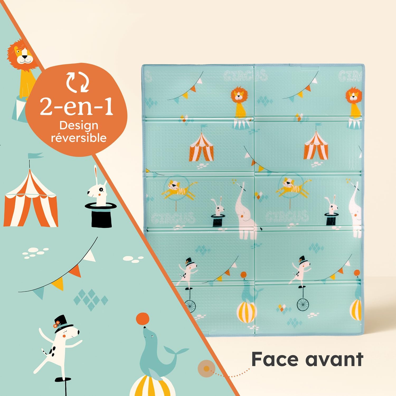 Thumbnail 2 de Laleni tapis d’éveil bébé pliable imperméable 120 x 150 x 1 cm – motif cirque