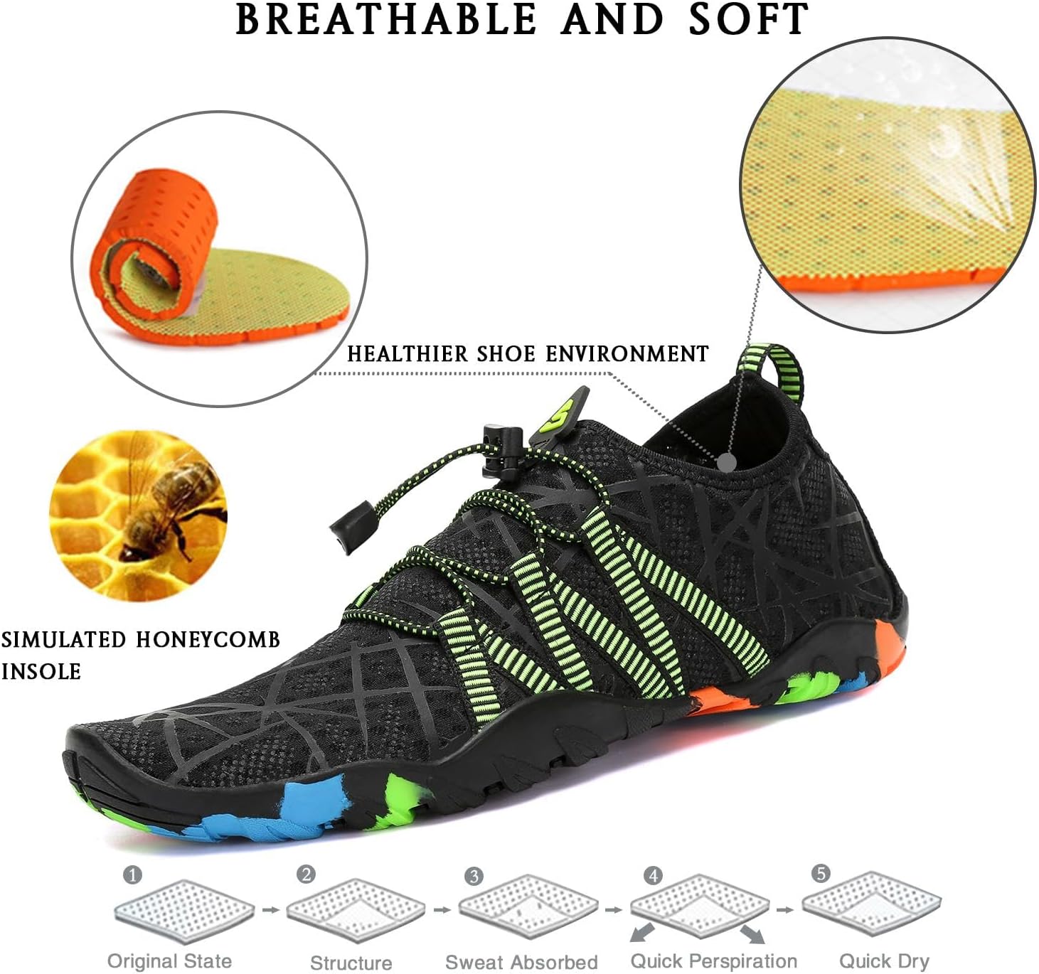 Detalle de SAGUARO Water Shoes for Women and Men – Lightweight, Quick-Dry Beach Shoes