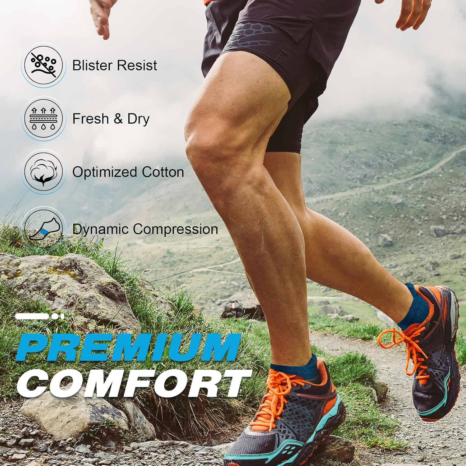 Thumbnail 1 de Cirorld Mens Ankle Running Socks (85% Cotton) — Cushioned Moisture-Wicking Low Cut Athletic Socks, 6 Pairs