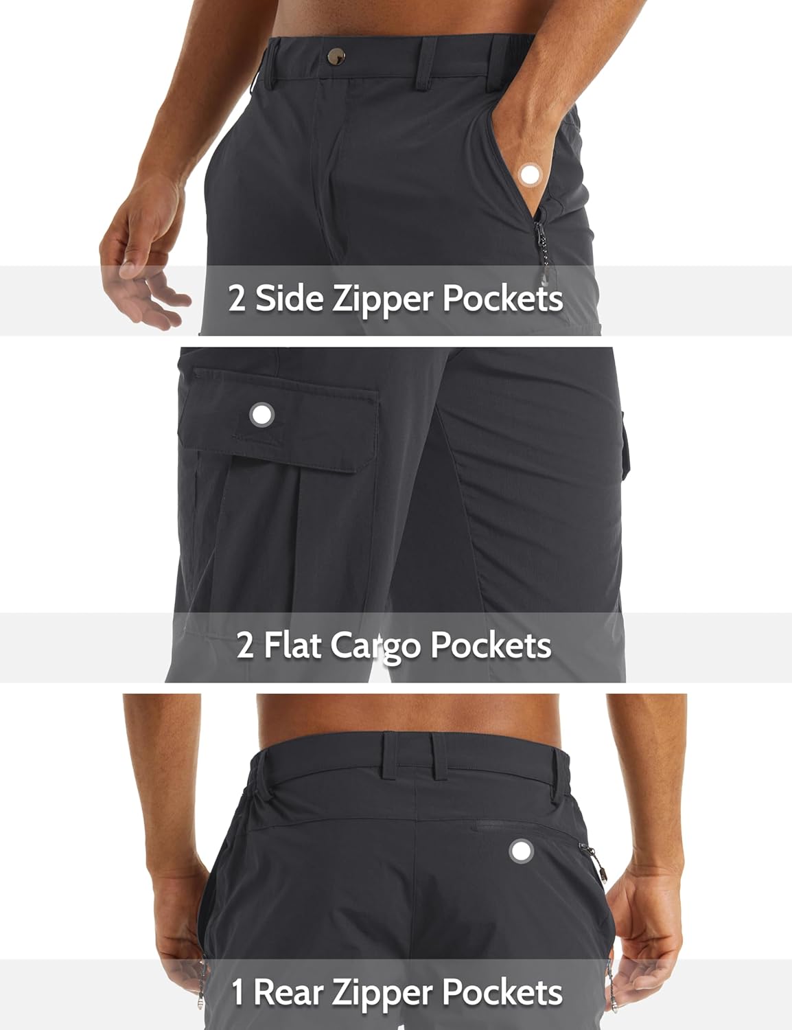 Thumbnail 3 de MAGCOMSEN Men's Quick Dry 3/4 Capri Workout Shorts with 5 Pockets