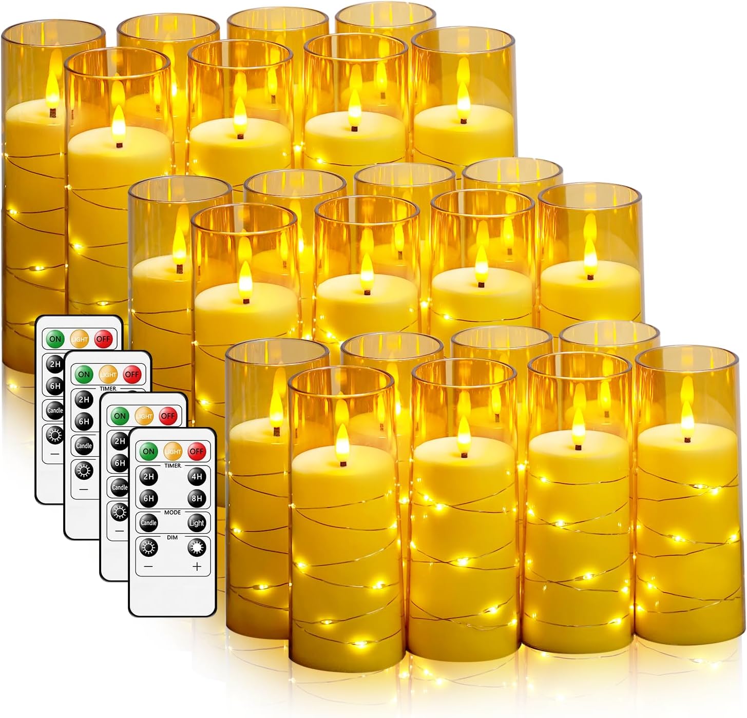 Detalle de kakoya WYLZ-011 Flameless LED Candles, 24-Piece Gold Set with Timer