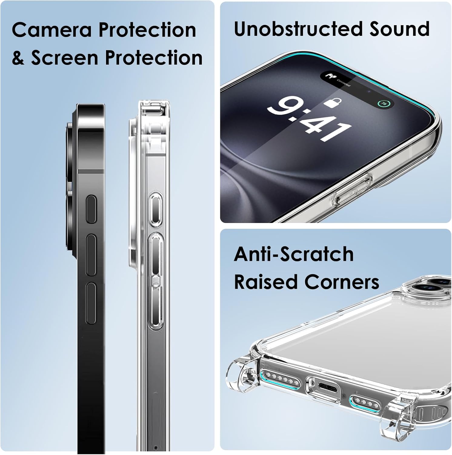 Thumbnail 3 de Vaykwo Handykette mit Band für iPhone 16 – transparente Necklace-Hülle mit Kamera- und Displayschutz (schwarz)