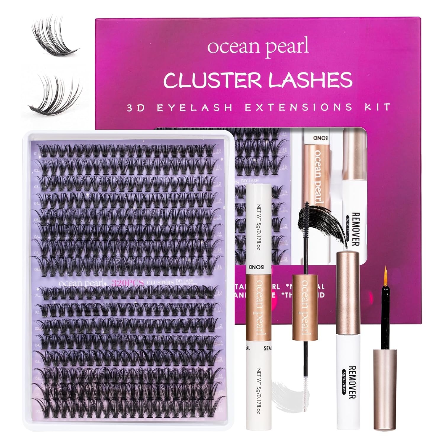 Detalle 2 de OCEAN PEARL 40D 50D Lash Clusters Kit 320 pcs ๐