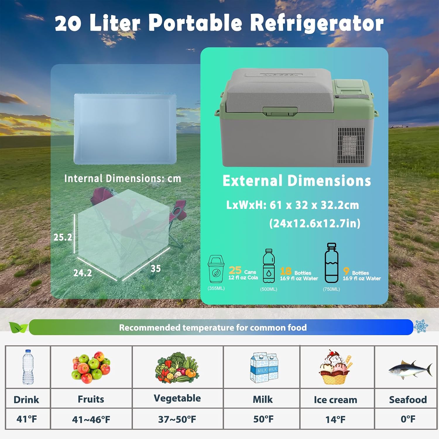 Thumbnail 3 de Alpicool Y19E 20L Compressor Car Fridge Freezer – Practical 12V Portable Cooler