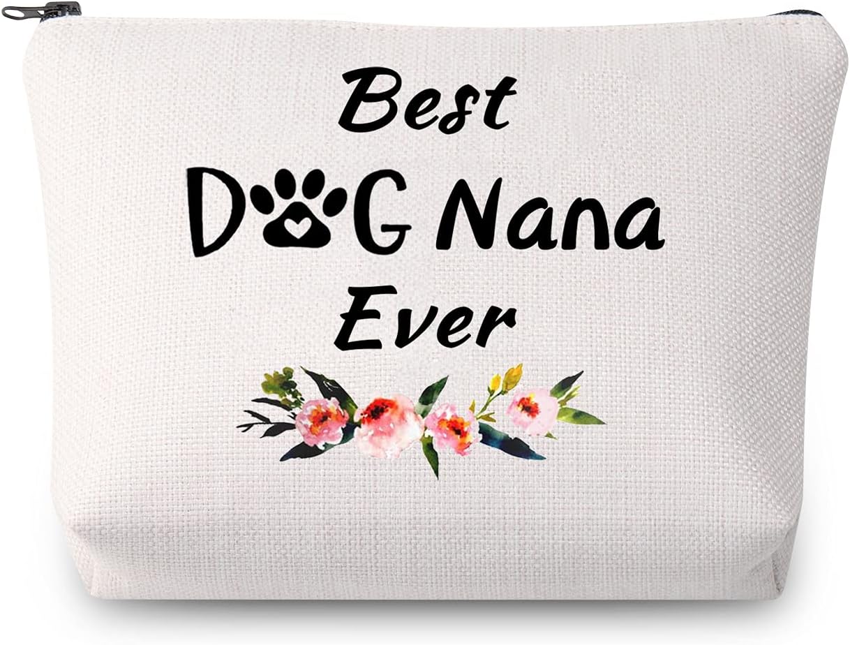 Detalle de Dog Nana Gift Best Nana Ever Makeup Bag: Paw Print Cosmetic Bag for Dog Grandma