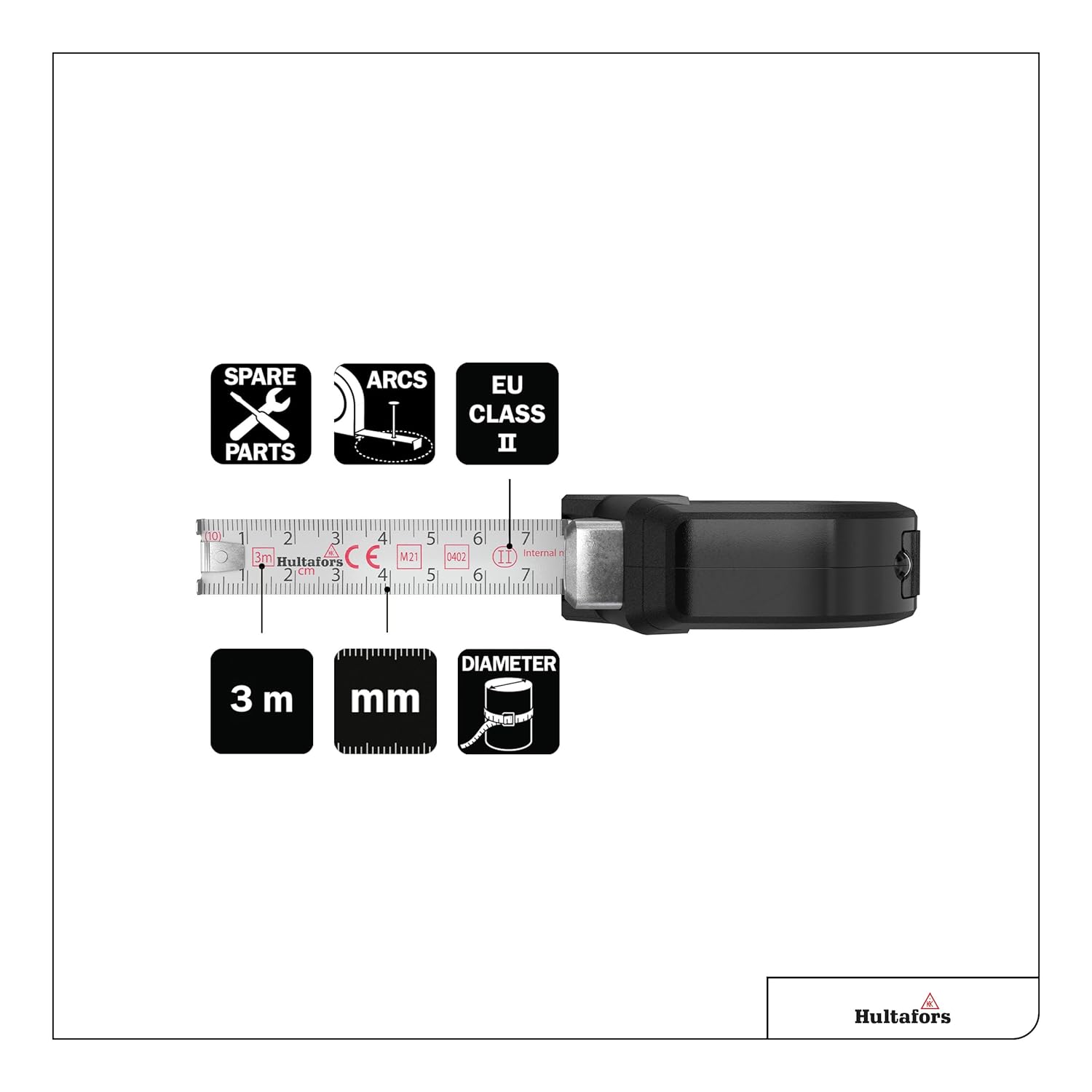 Detalle 2 de Hultafors Talmeter 3 m tape measure with marking function 📏