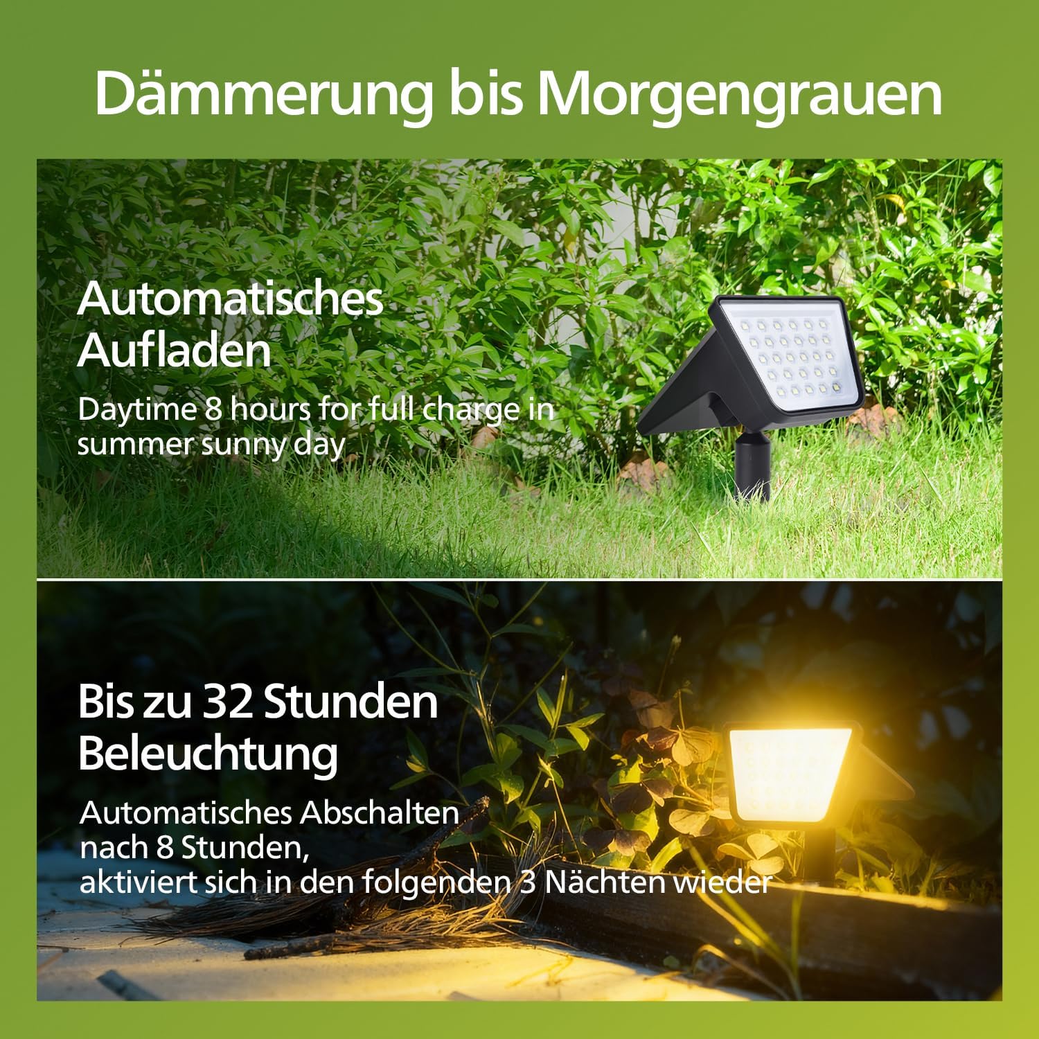 Thumbnail 4 de Philips 4er-Set Solarstrahler für außen – 28 LEDs, 3000K Warmweiß, Dämmerung bis Sonnenaufgang