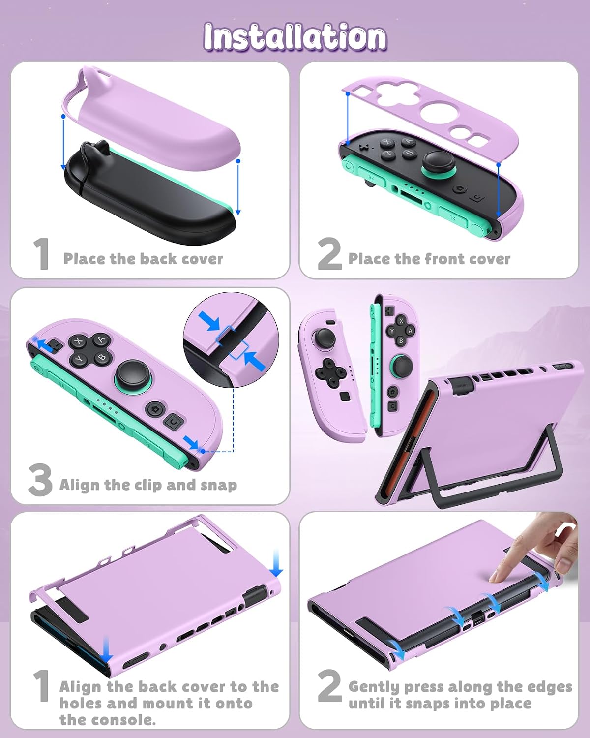 Detalle de FYOUNG Switch 2 Dockable Shell with Screen Protector – Light Purple