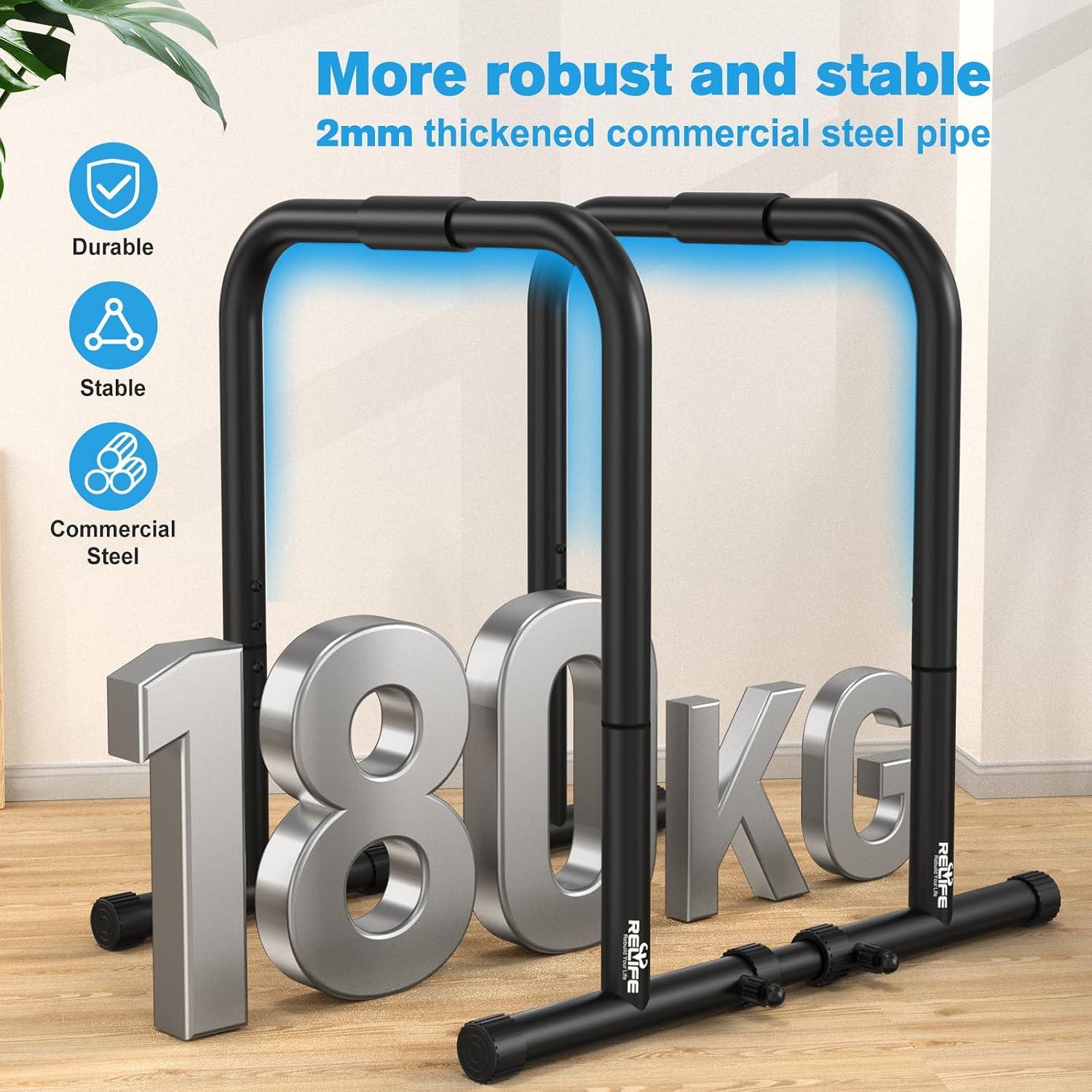 Thumbnail 1 de RELIFE REBUILD YOUR LIFE Dip Station – verstellbare Dip Bar, Parallettes und Push-Up Ständer