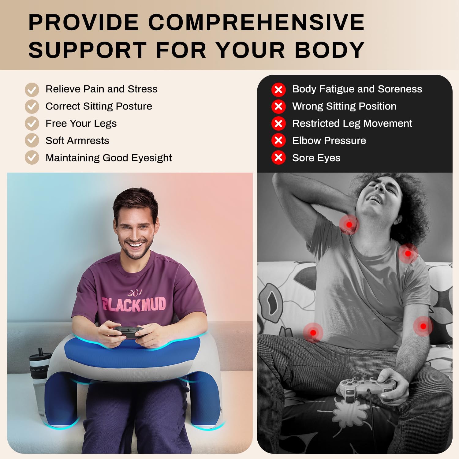 Thumbnail 1 de WOGAHEV Laptop Lap Desk with Memory Foam Armrest 🛋️