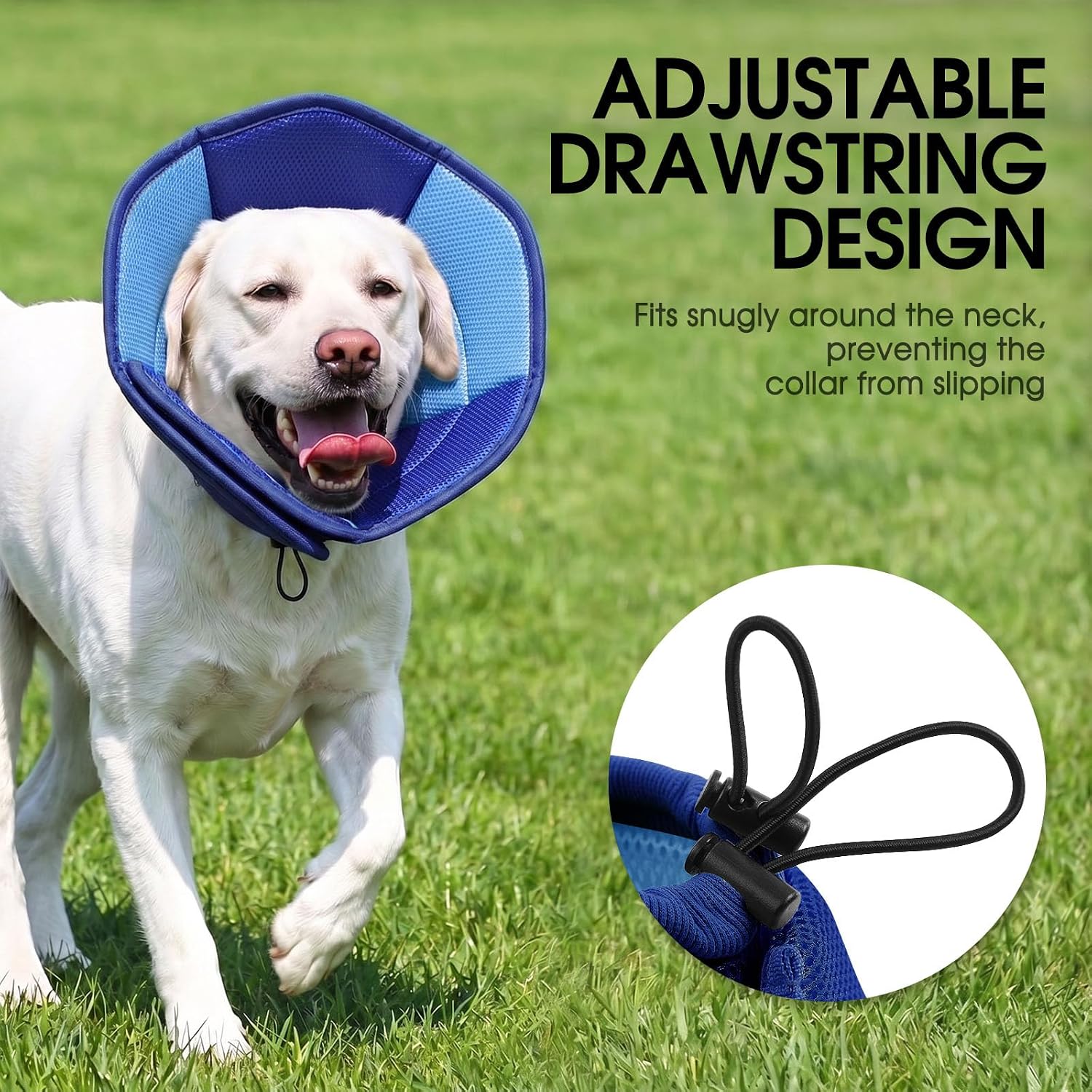 Detalle 2 de SUNFURA 1308-650BQ-DarkBlue-L Soft Dog Recovery Cone, Dark Blue Mesh