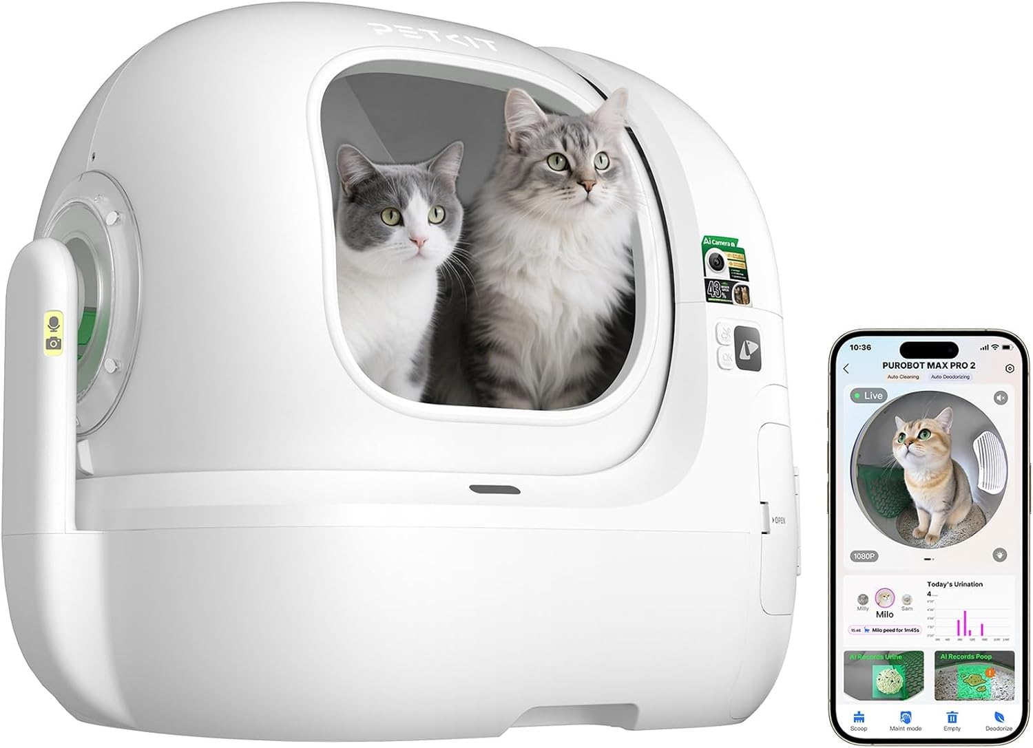 Detalle de PETKIT PUROBOT Max Pro 2 Katzentoilette 🐱