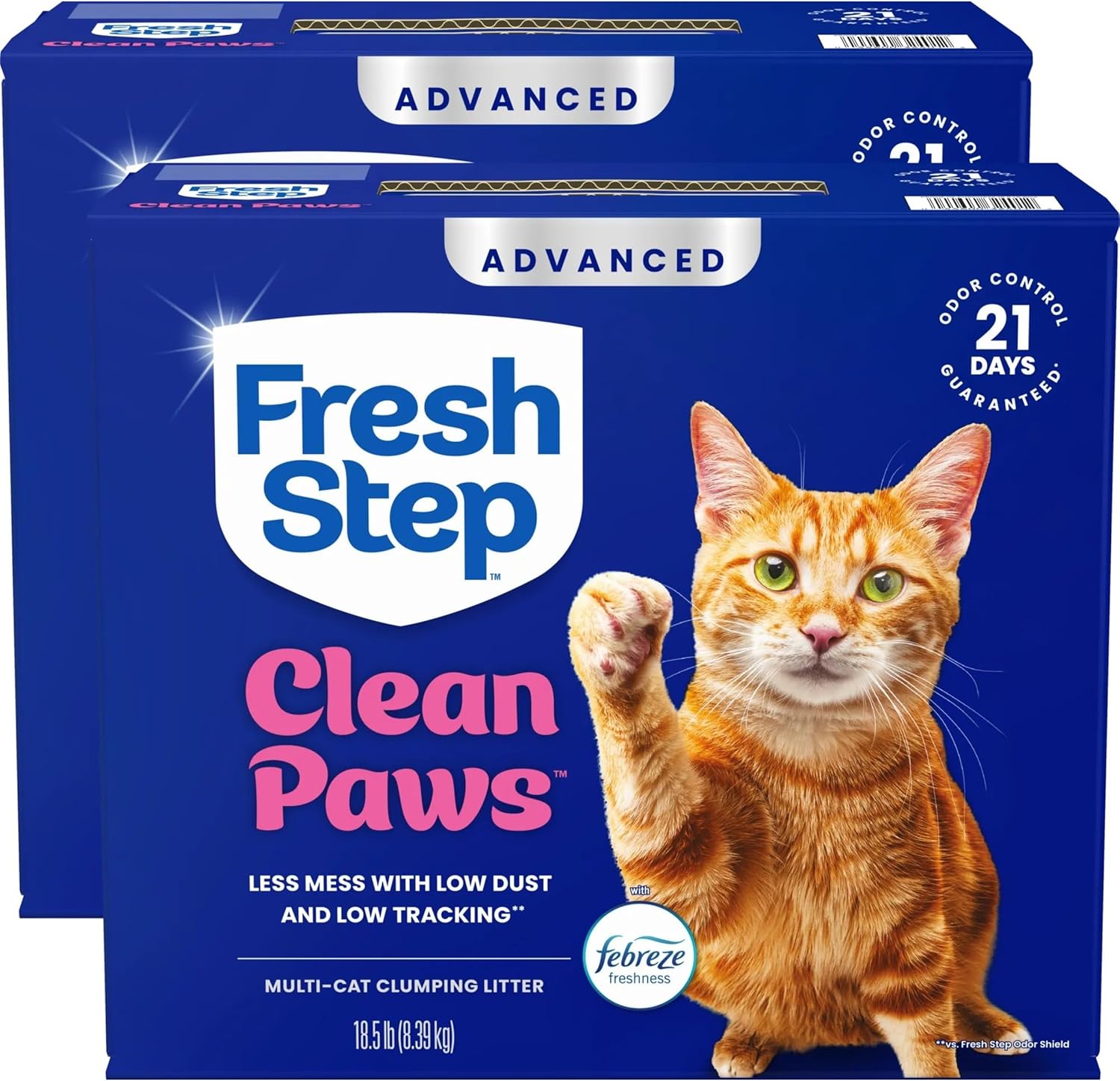 Detalle de Fresh Step Advanced Clean Paws Multi Cat Clumping Litter with Febreze Freshness (2 x 18.5 lb)