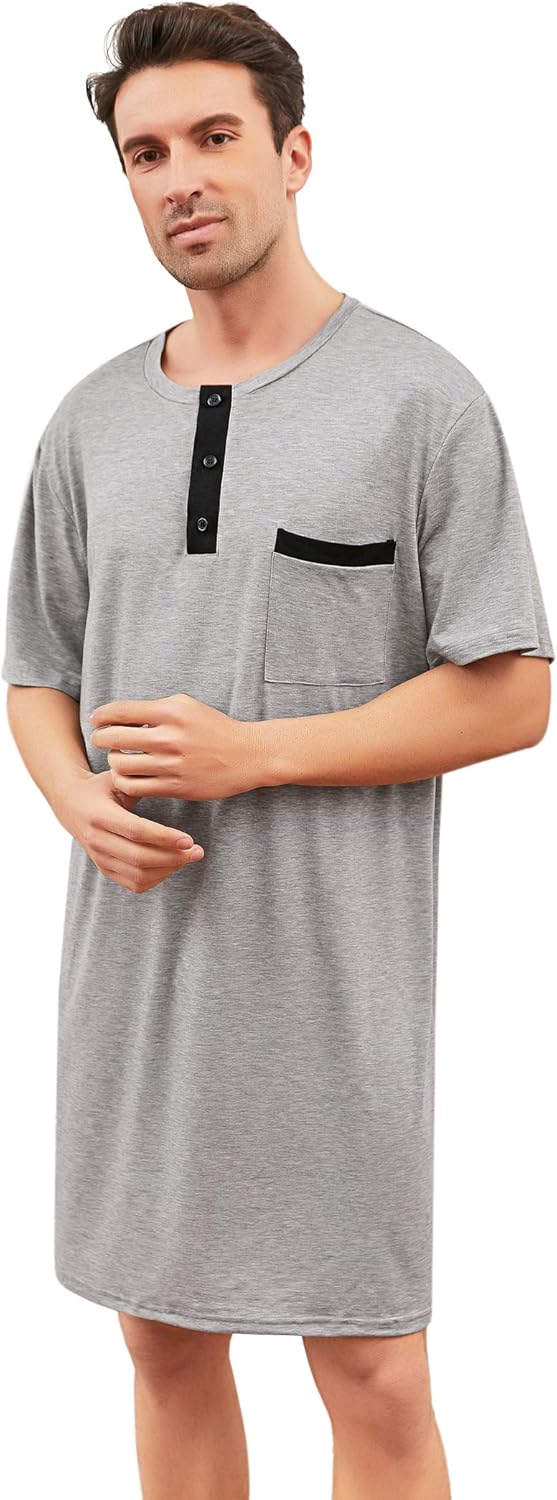 Thumbnail 3 de Enjoyoself Men's Cotton Pyjama Top – Soft, Breathable Knee-Length Nightshirt