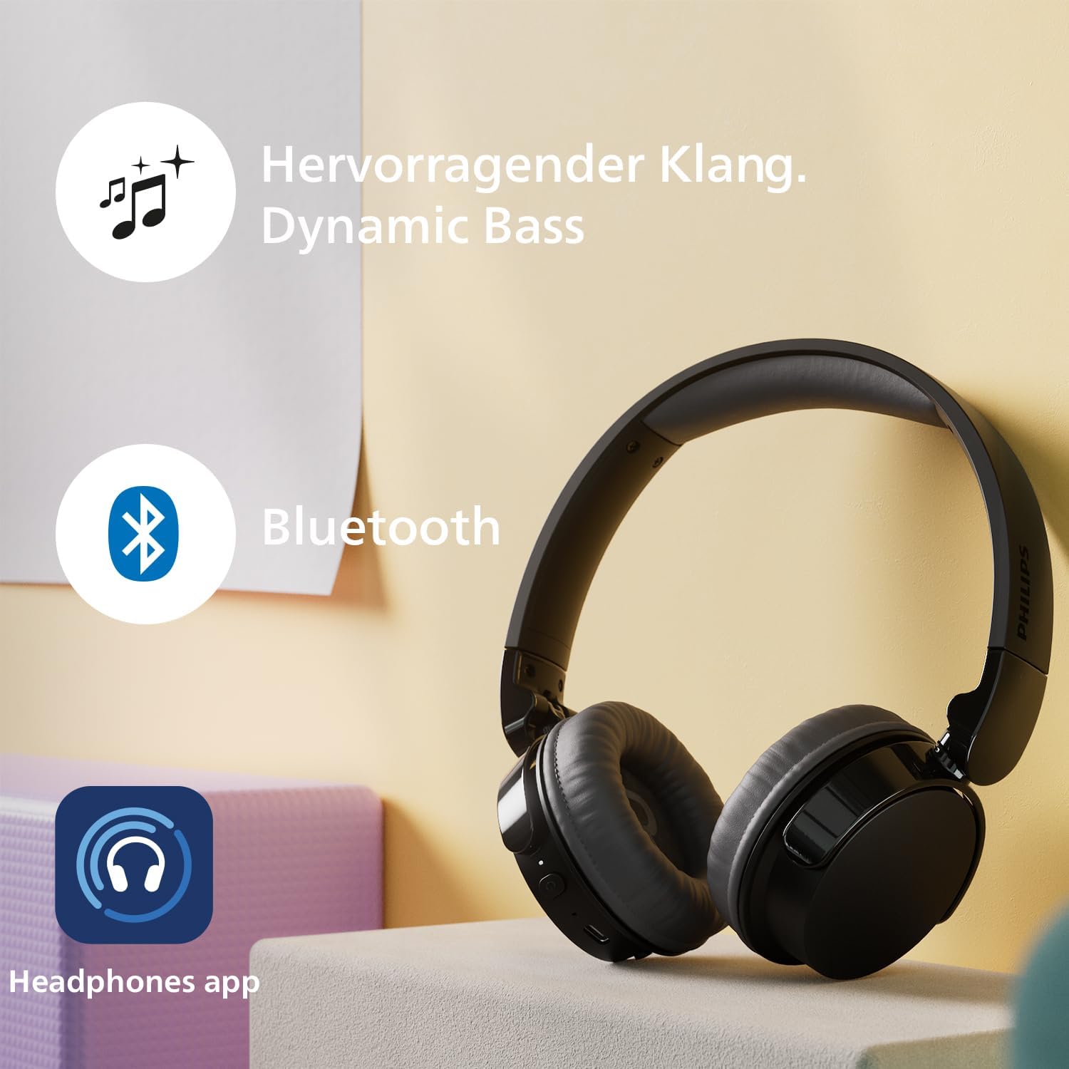Detalle de PHILIPS TAH3209WH: Leichter, kabelloser Bluetooth‑Kopfhörer mit passiver Geräuschisolierung