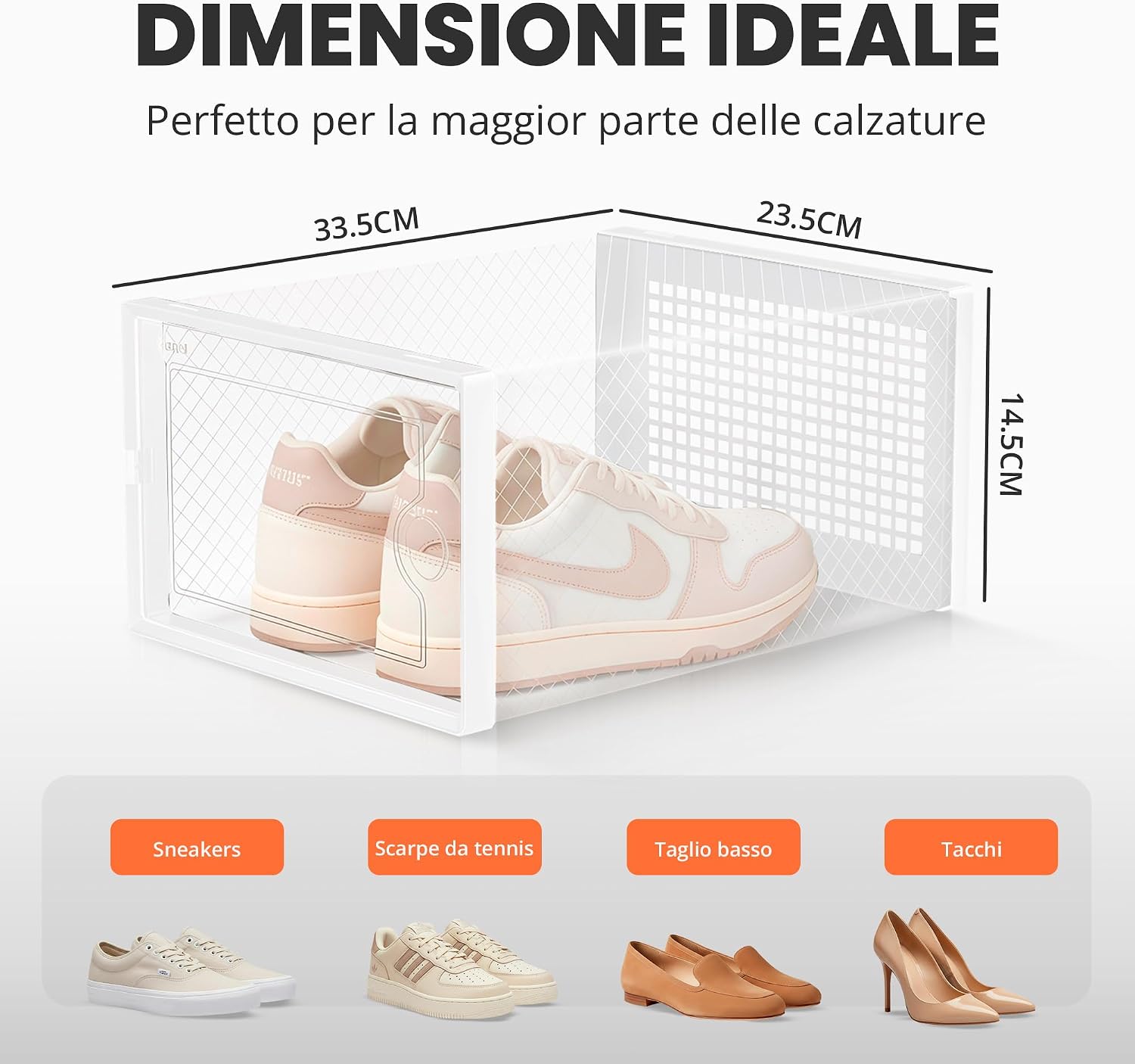 Detalle de JUPPLIES Scarpiera Modulare Trasparente Salvaspazio – Set da 12 Scatole Porta Scarpe Impilabili