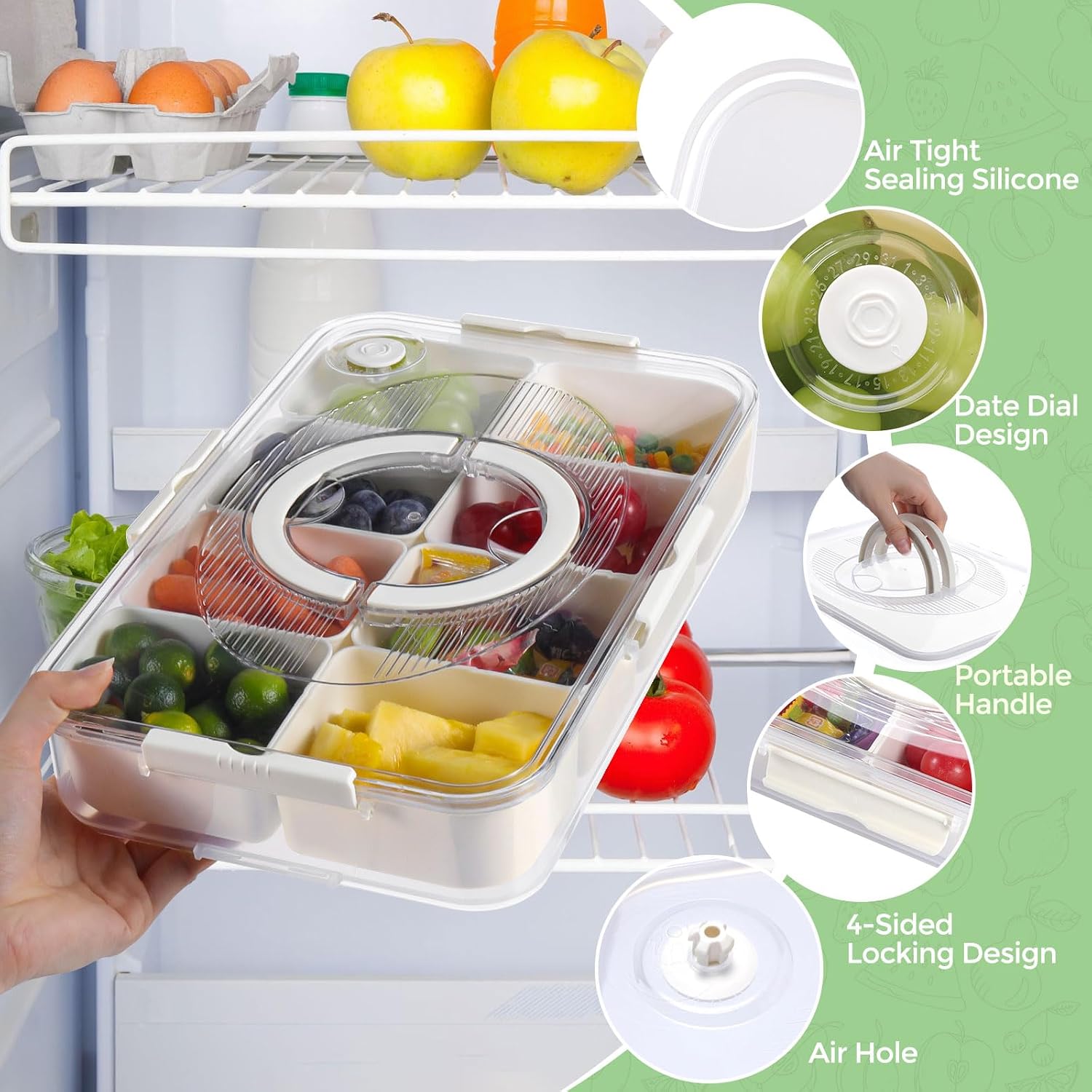 Detalle de Luxear 0802-WT snackboxenset met 8 + 6 vakken, afneembare vakjes