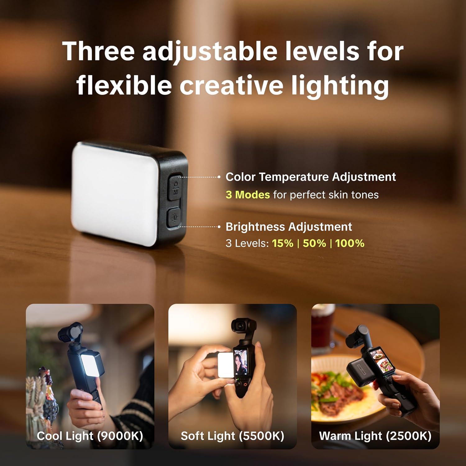 Detalle de PGYTECH Magnetisches Mini Fülllicht für DJI Osmo Pocket 3/4/4P/Xtra Muse – ultraleicht, vielseitig und flexibel