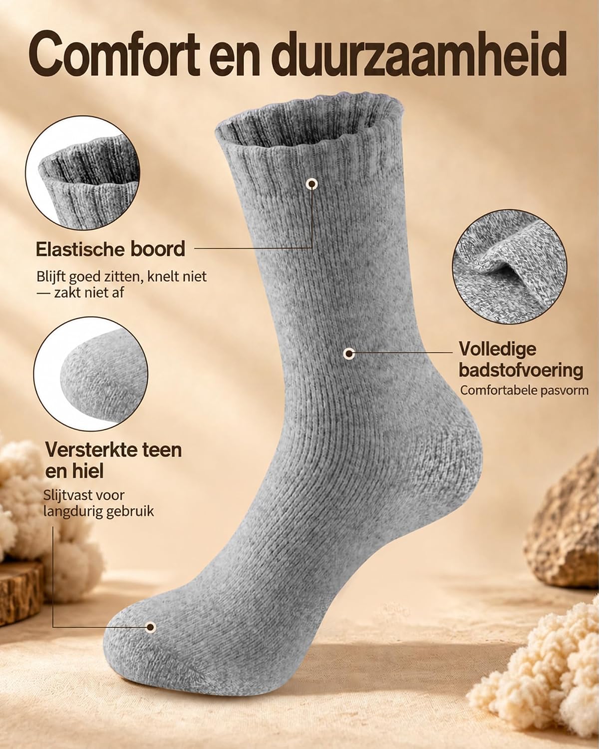 Thumbnail 6 de SockWaddles thermosokken heren, 5 paar met dikke badstof binnenkant