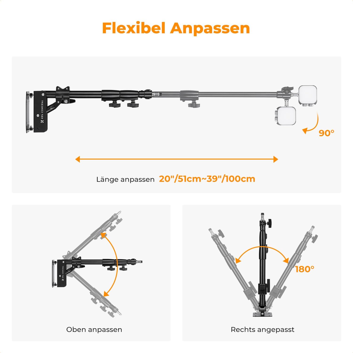 Detalle 2 de K&F CONCEPT Boom Arm 51–100 cm