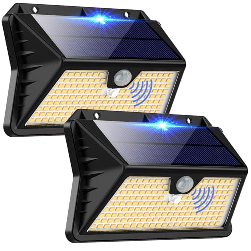 Detalle de Luce Solare LED Esterno OUILA: Faretto LED con Sensore di Movimento 185 LED, IP65, 2 pezzi (Bianco caldo)