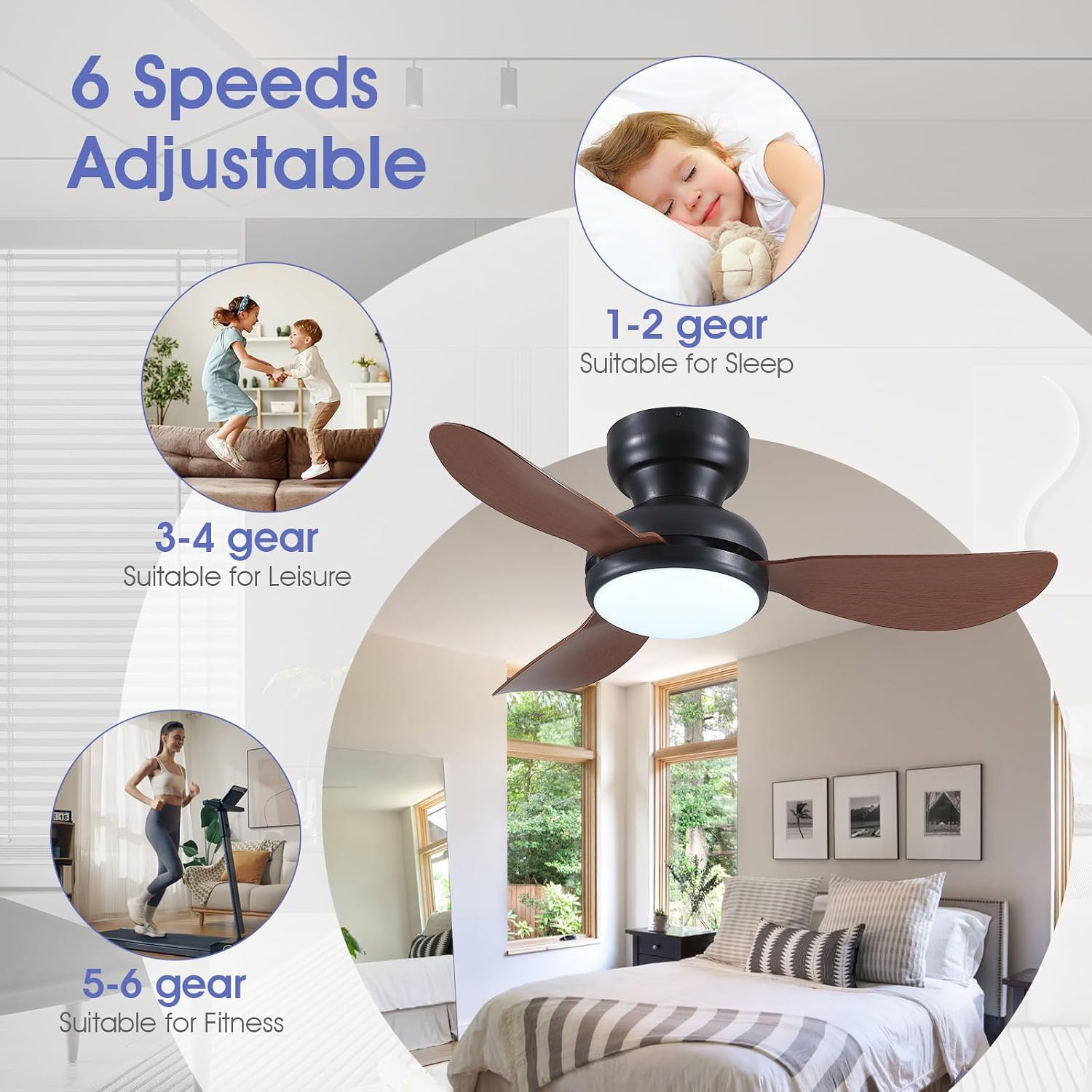 Detalle 2 de Kviflon 36-inch ceiling fan with light