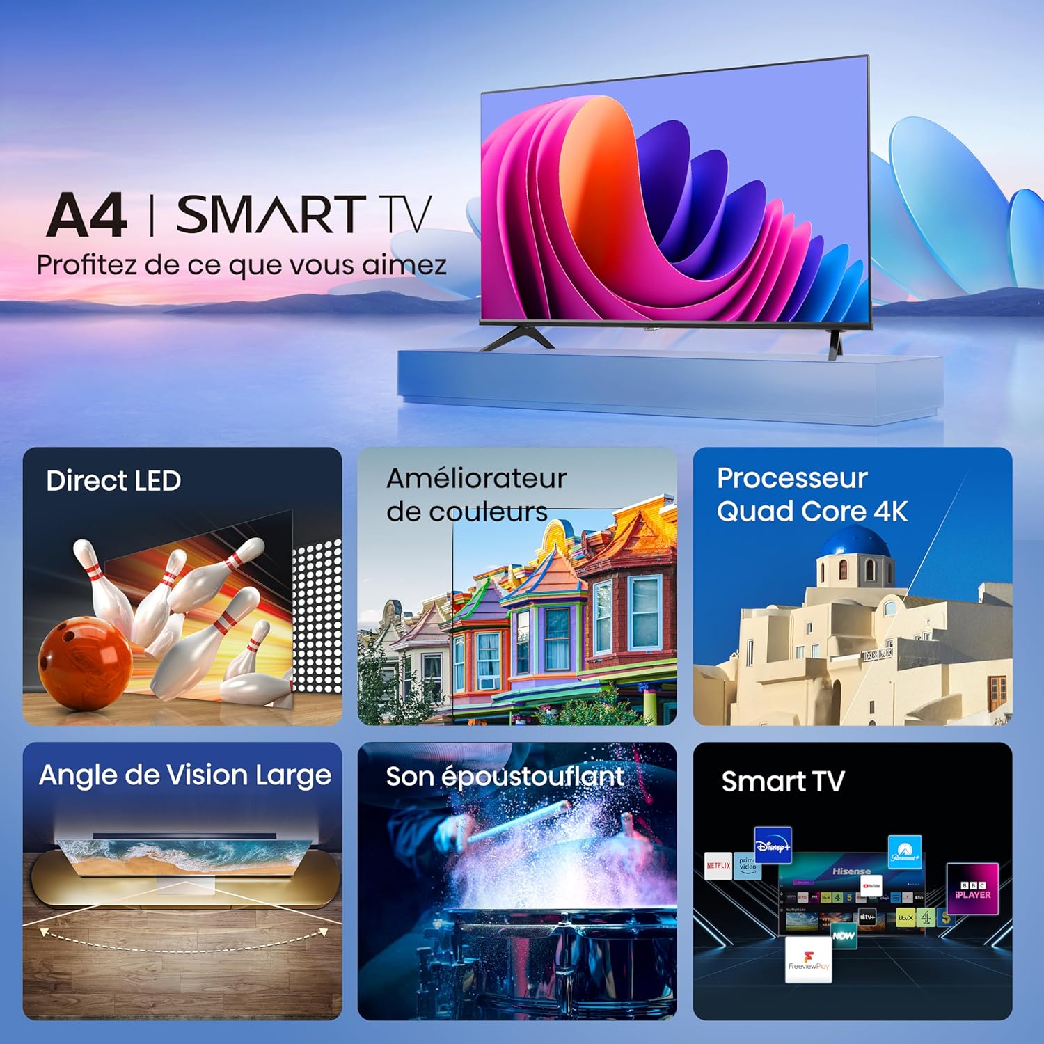 Detalle de Hisense 40A4Q (2025) : téléviseur connecté 40 pouces Full HD avec VIDAA OS, Mode Sport IA et Dolby Audio