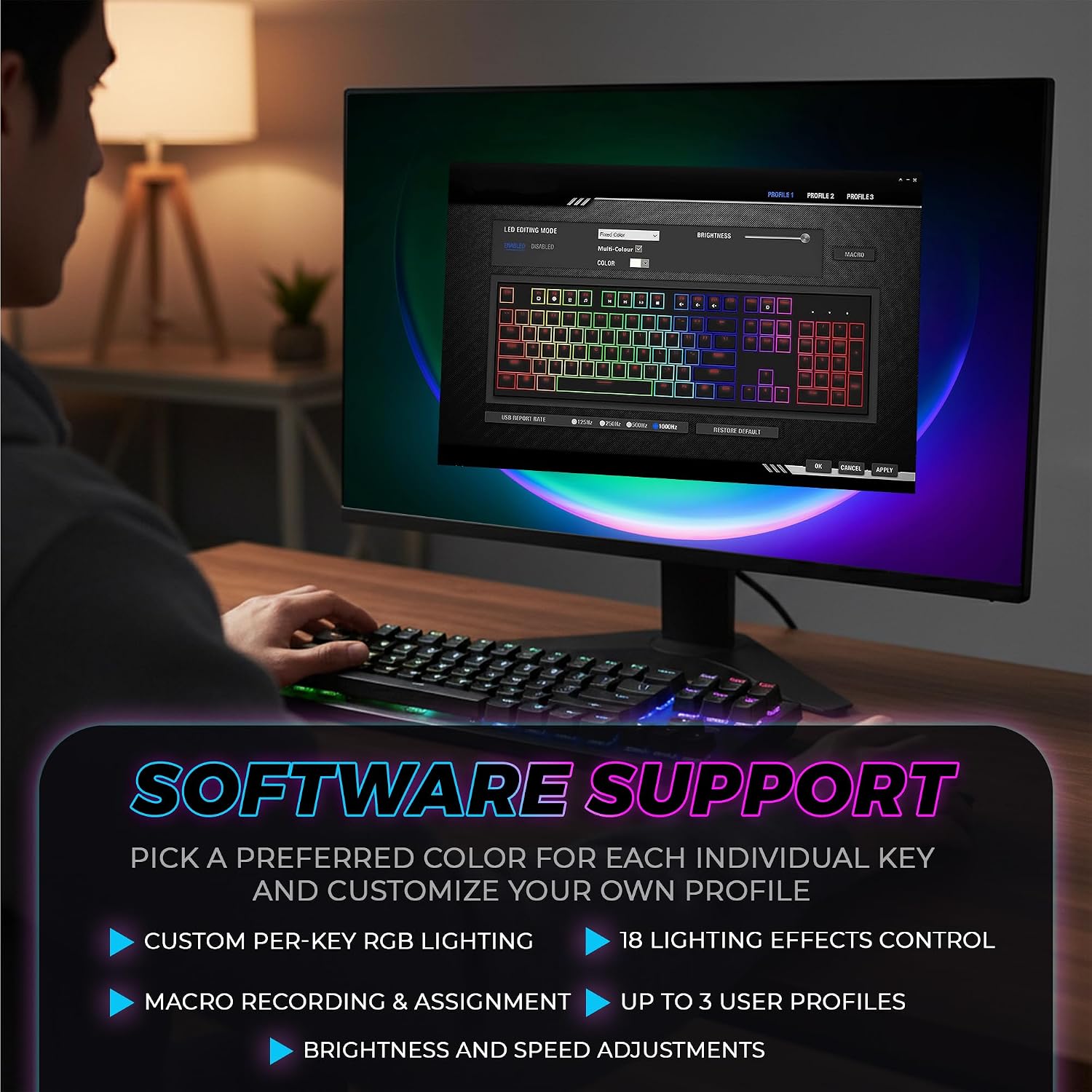 Thumbnail 5 de TECWARE Phantom 87-Key RGB Mechanical Gaming Keyboard with Outemu Brown Switches