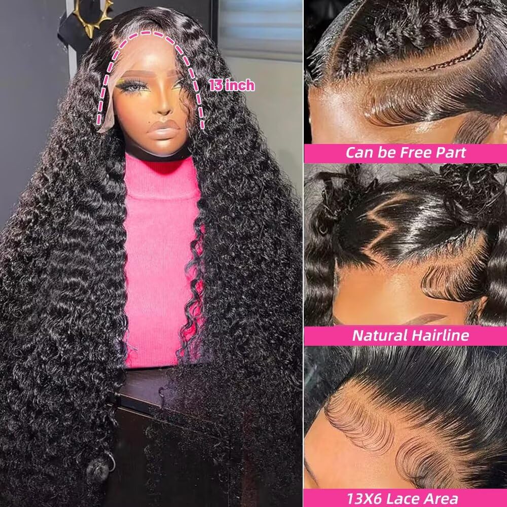 Detalle de Hotsea 30 Inch Deep Wave 13x6 HD Transparent Lace Front Wig (200% Density, Glueless)