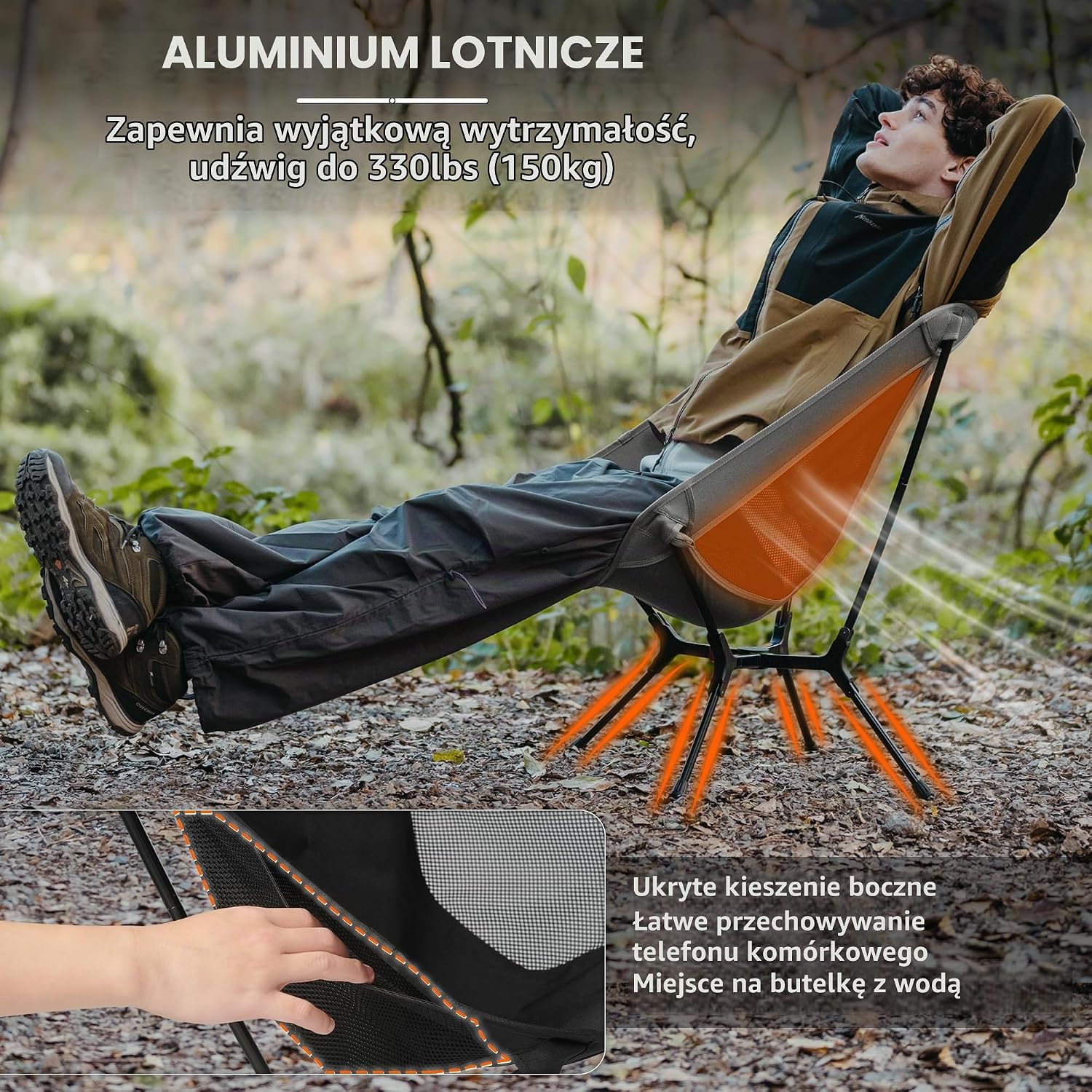 Detalle 2 de Naturehike CNK2550JJ013 YL01 Snap – krzesło kempingowe z aluminiową ramą
