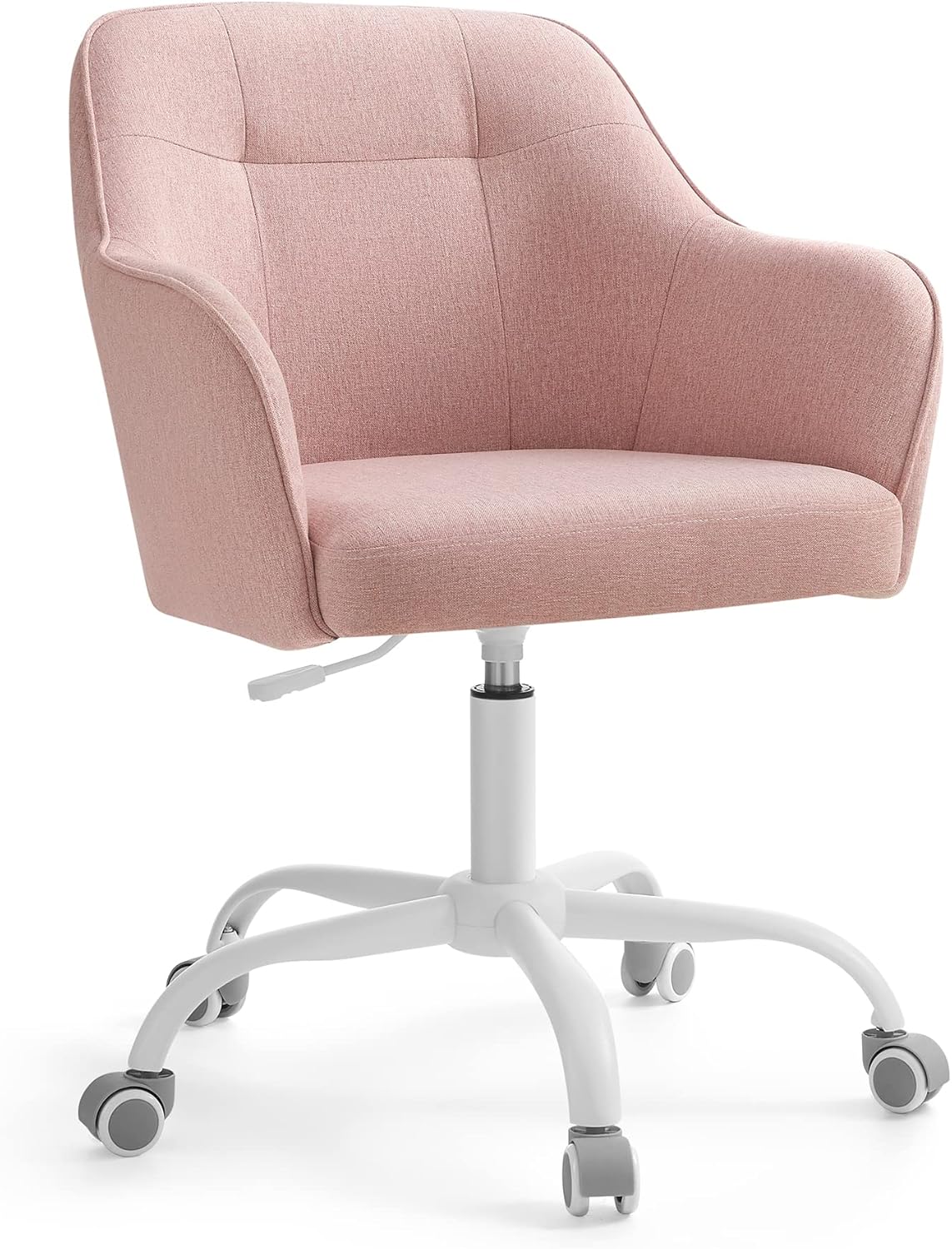Detalle de Sedia da studio girevole SONGMICS con altezza regolabile, portata 110 kg e tessuto cotone-lino rosa OBG019P01
