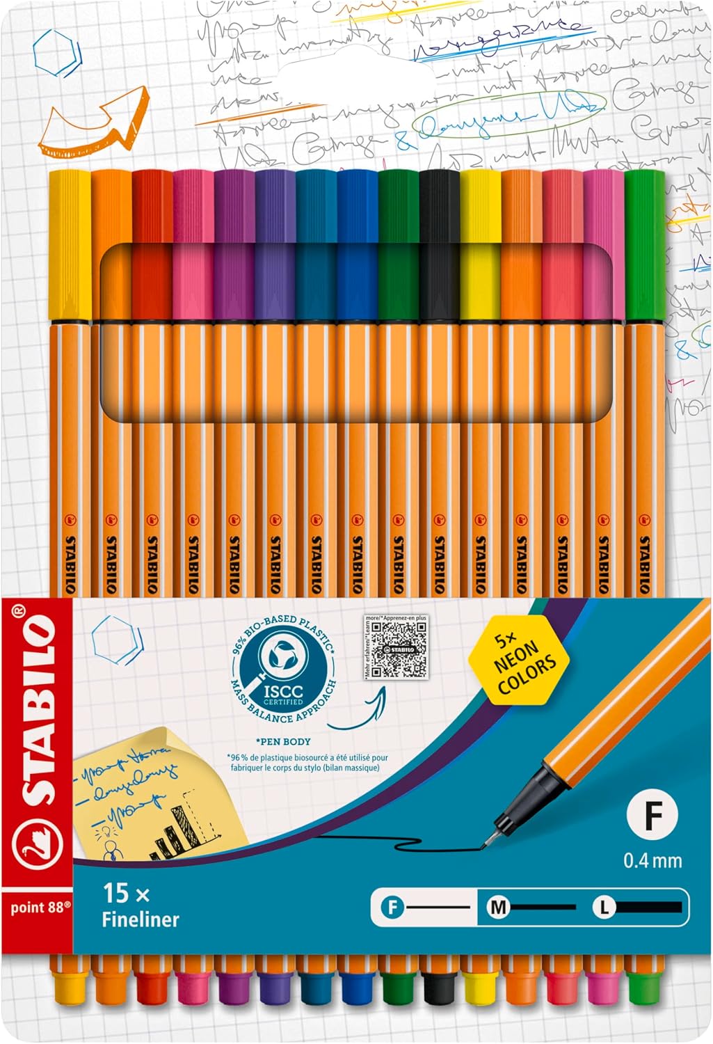 Detalle de STABILO point 88 Pastellove Set – Fineliner in astuccio da 15 colori assortiti