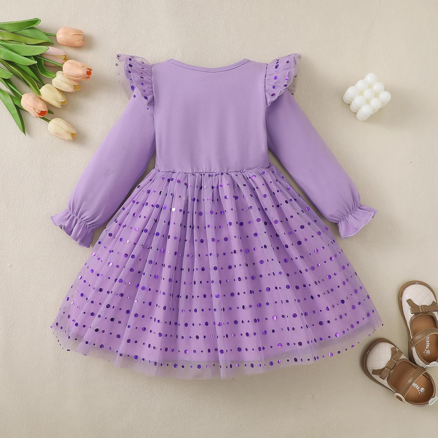 Thumbnail 4 de Doahapyker Toddler Ruffle Tutu Dress with Long Sleeves and Sequin Tulle