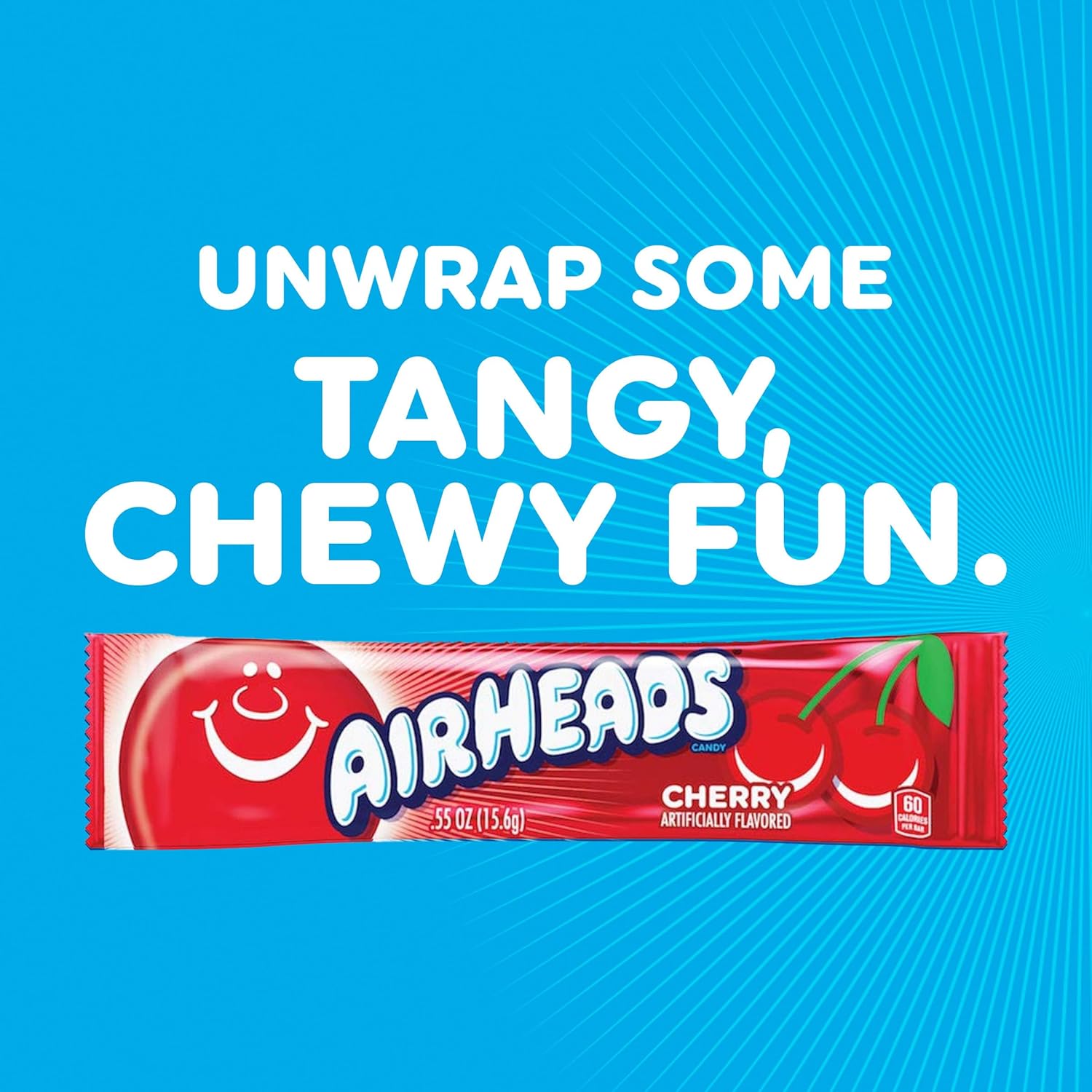 Detalle de Airheads 073390001155 Cherry Taffy Candy Bars, 36 Individually Wrapped