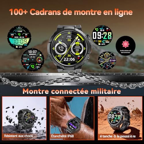 Thumbnail 5 de Soudorv : montre connectée noire 1000 mAh avec lampe LED