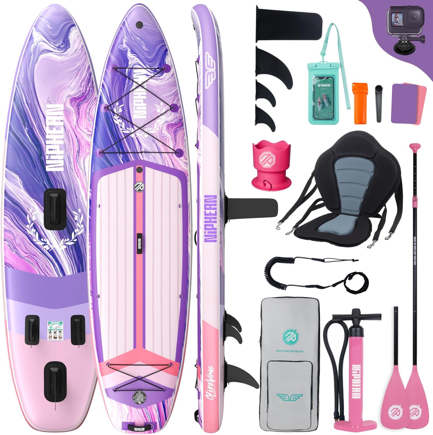 Niphean (Extra Groß) Stand Up Paddling Board – 335x83x15 cm, bis 250 kg, StabilTrac Finne & Komplettset