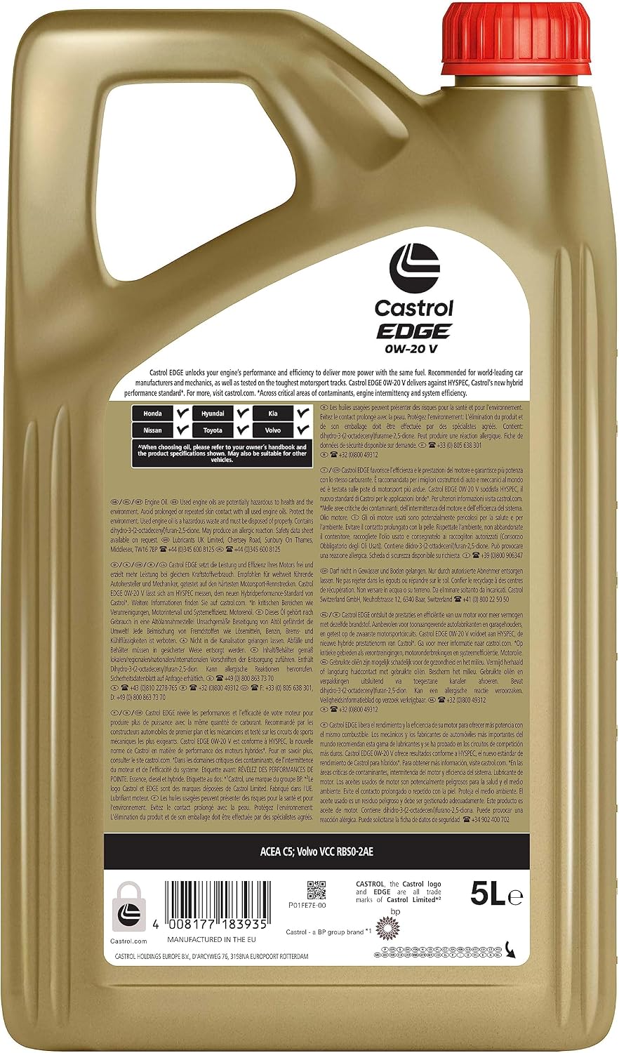 Detalle 2 de Castrol EDGE 0W-20 V Motoröl 5L