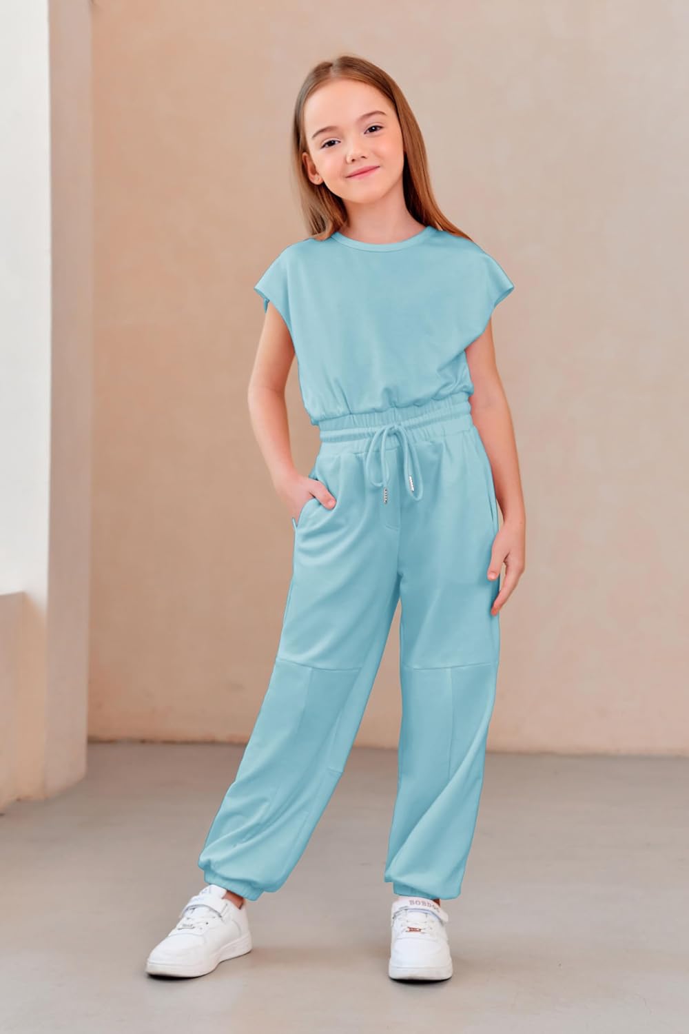 Thumbnail 1 de Haloumoning Kids Girl Jumpsuit – summer short-sleeve overalls with elastic waist