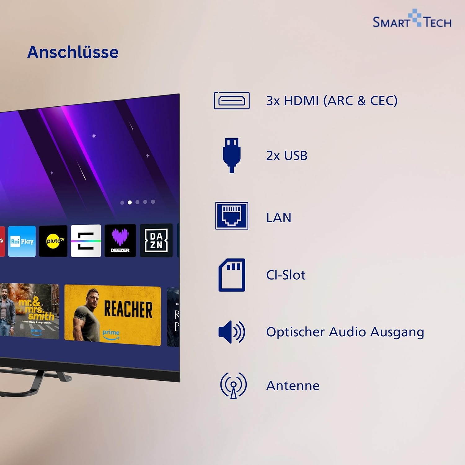 Thumbnail 3 de Smart Tech 32HV02V – 32-Zoll LED Smart TV mit VIDAA, Triple-Tuner und HD-Auflösung