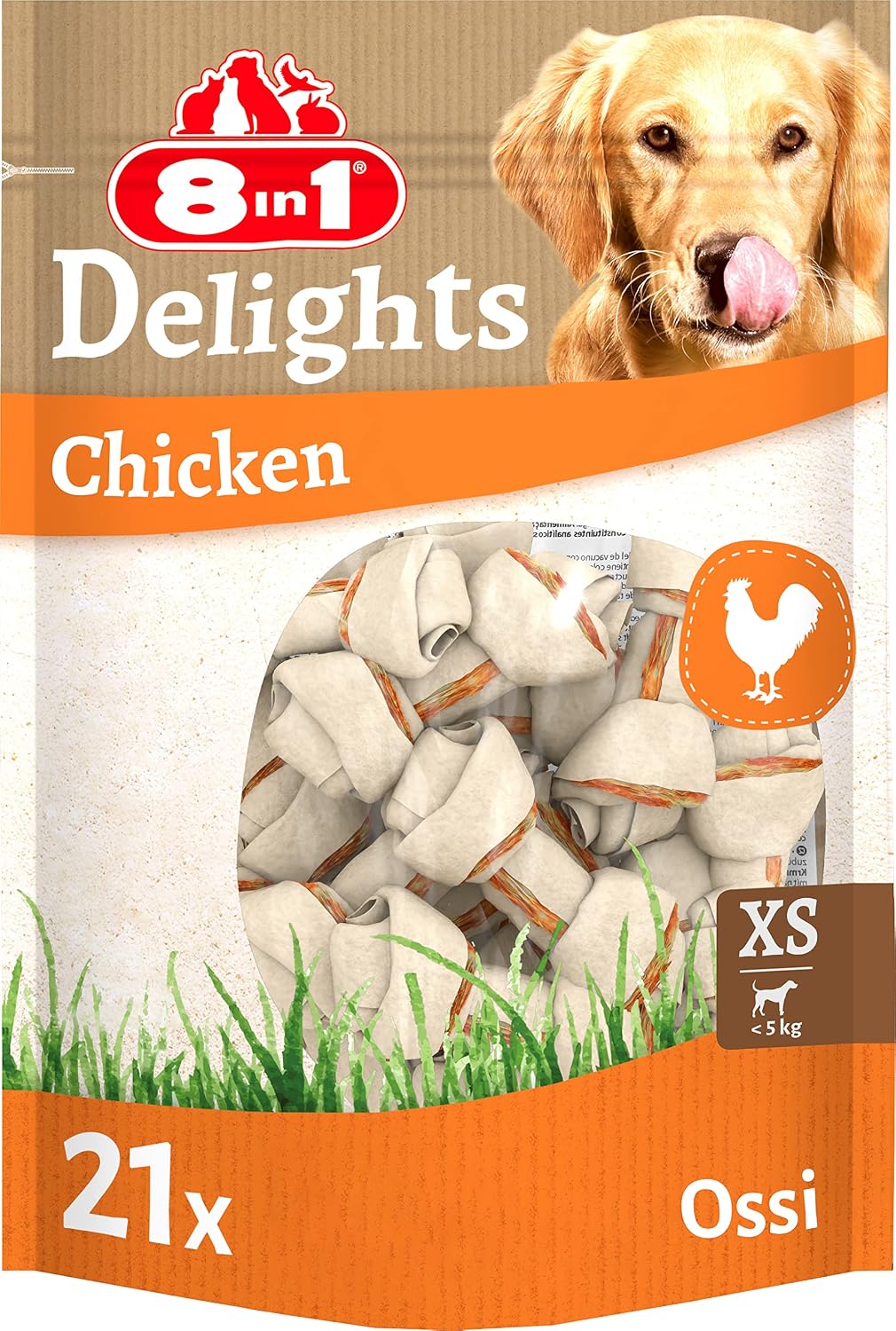 Detalle de 8in1 Delights Chicken Bones XS – Ossa da masticare per cani di piccola taglia