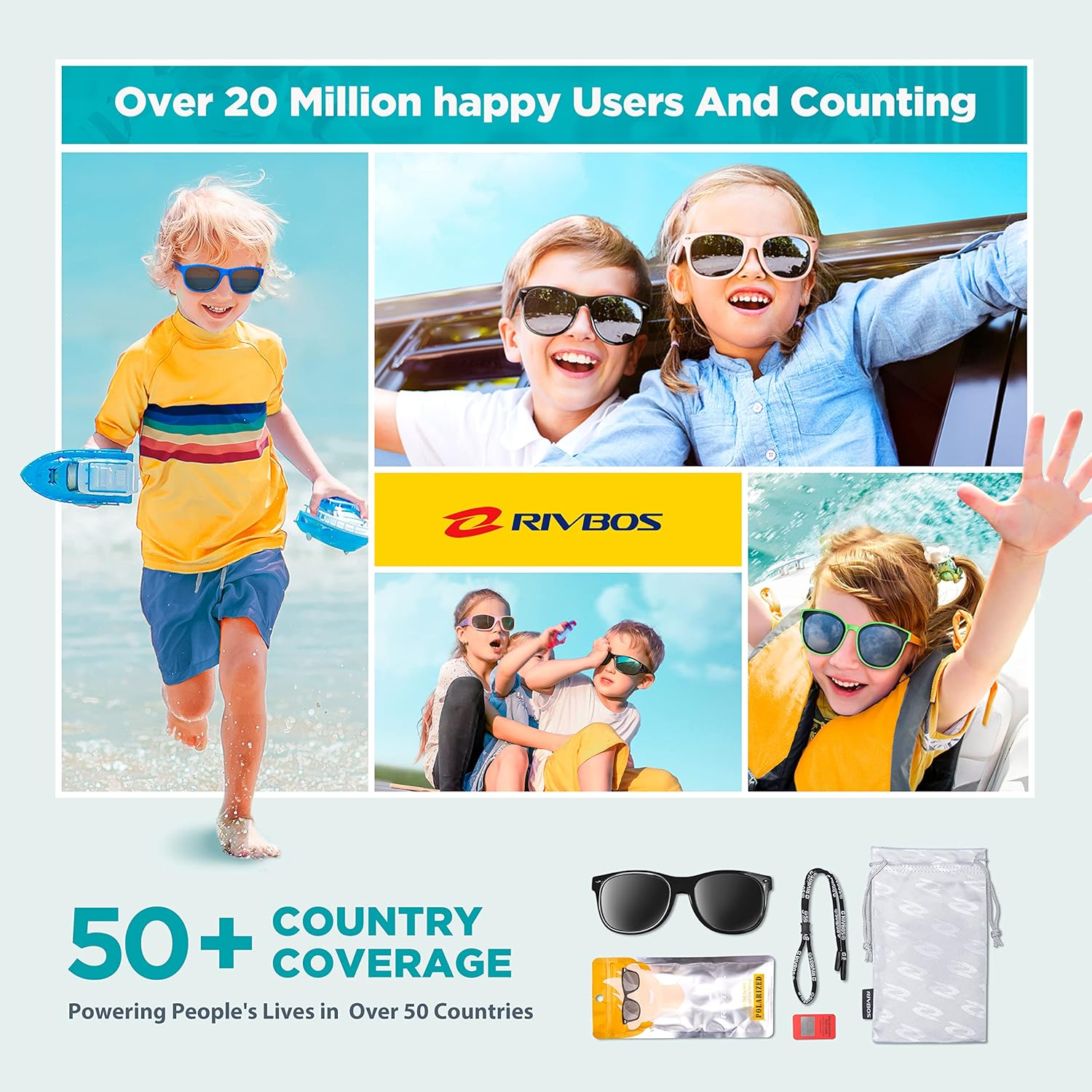 Thumbnail 5 de RIVBOS Kinder polarisierte Sonnenbrille RBK004 mit Verstellriemen – sicher, langlebig und angenehm zu tragen