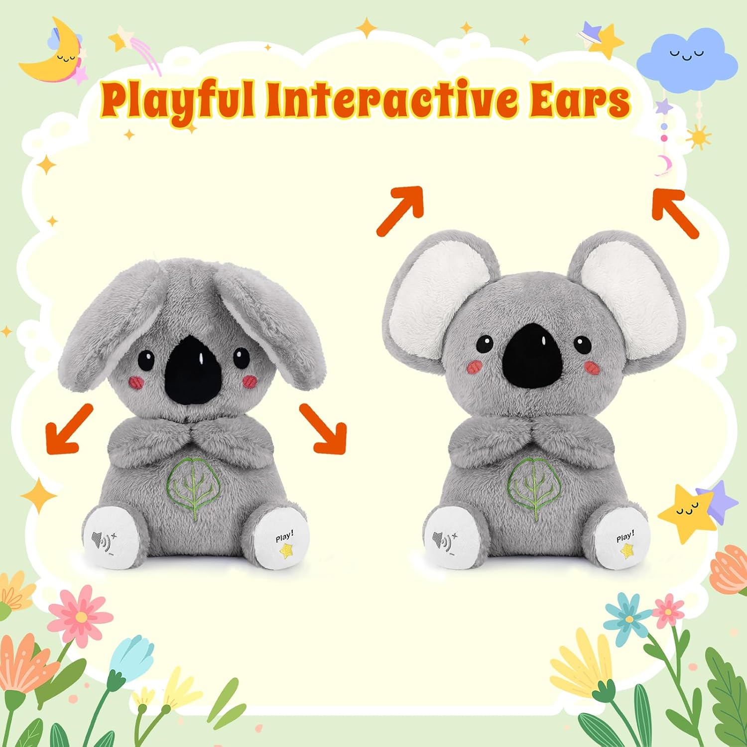 Detalle 2 de BRICHOEE Breathing Stuffed Animal Koala with Moving Ears, Soothing Sound & Light