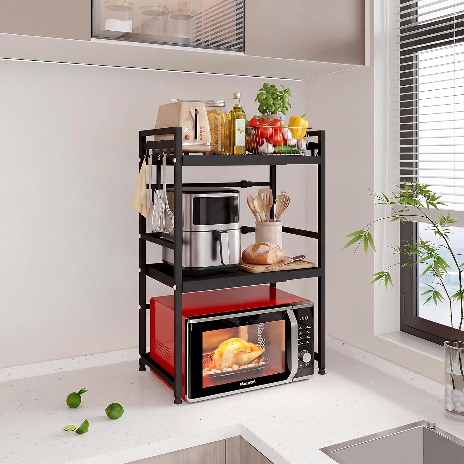 Detalle 2 de Mointal Mikrowellenregal 3-stufig, 50 kg