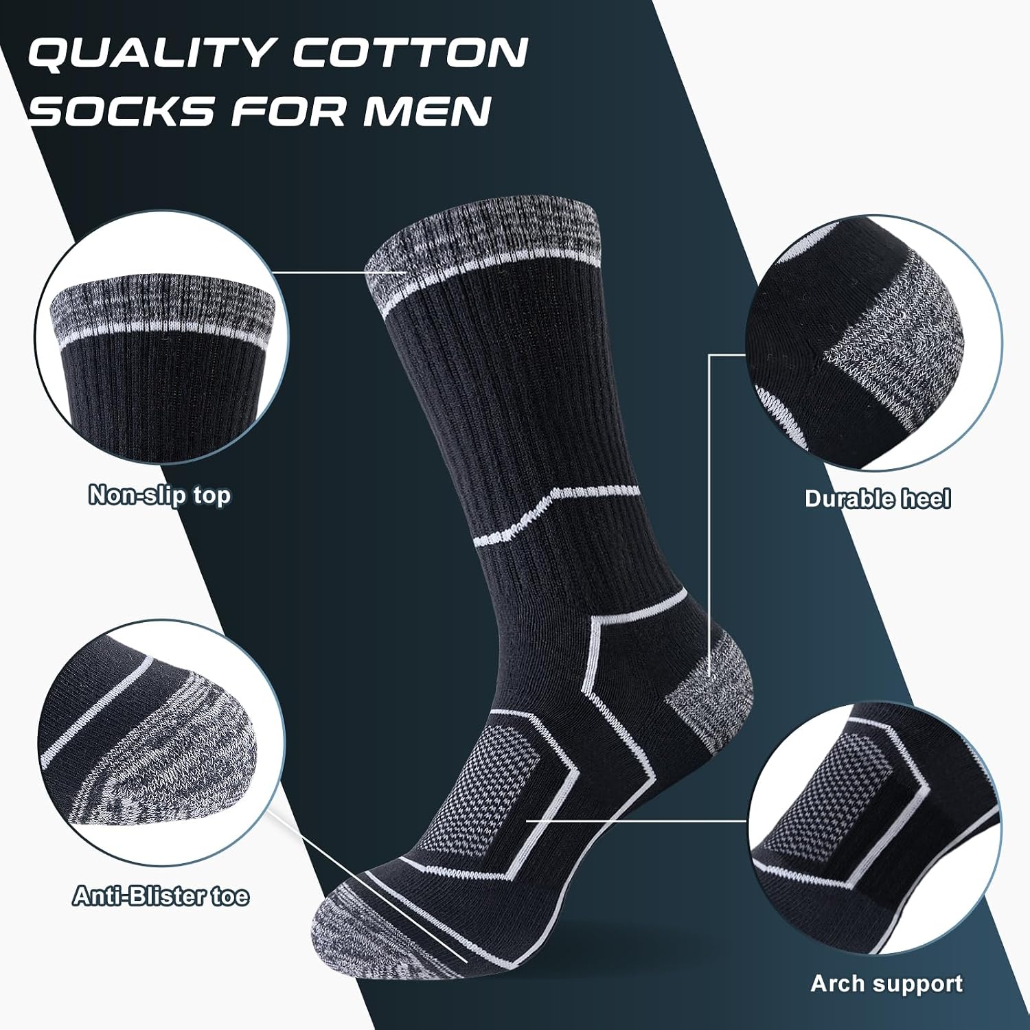 Thumbnail 4 de inaWarm Mens Socks – Breathable, Cushioned Outdoor Hiking Socks (5 Pairs)