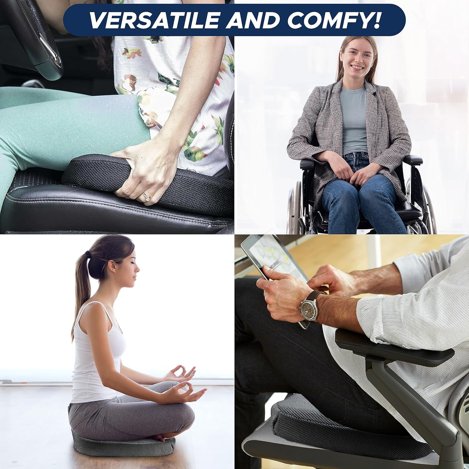 Detalle 2 de EcoNour Coccyx Cushion memory foam & gel seat cushion for sciatica, tailbone and lower back support